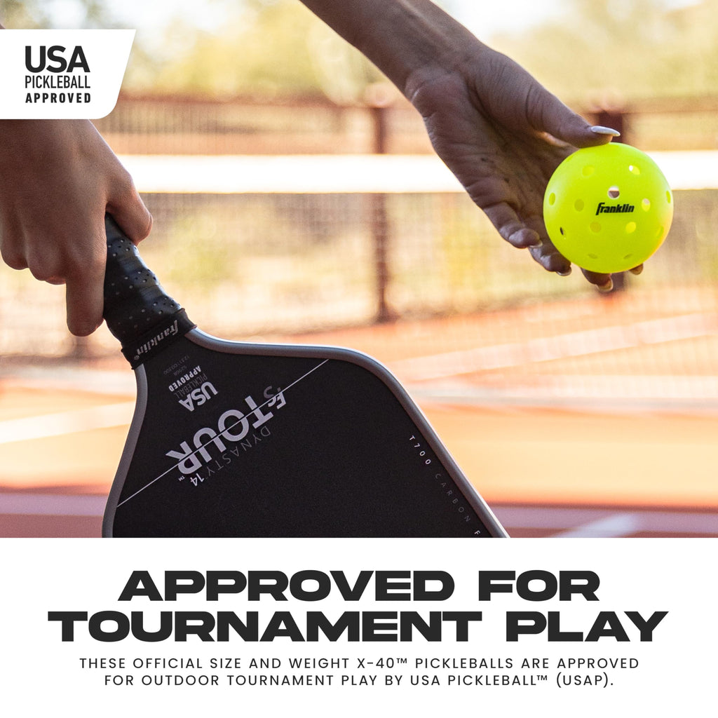 Franklin Sports X-40 Outdoor Pickleballs - Official Ball of USA Pickleball, APP Tour + US Open - Regulation Size