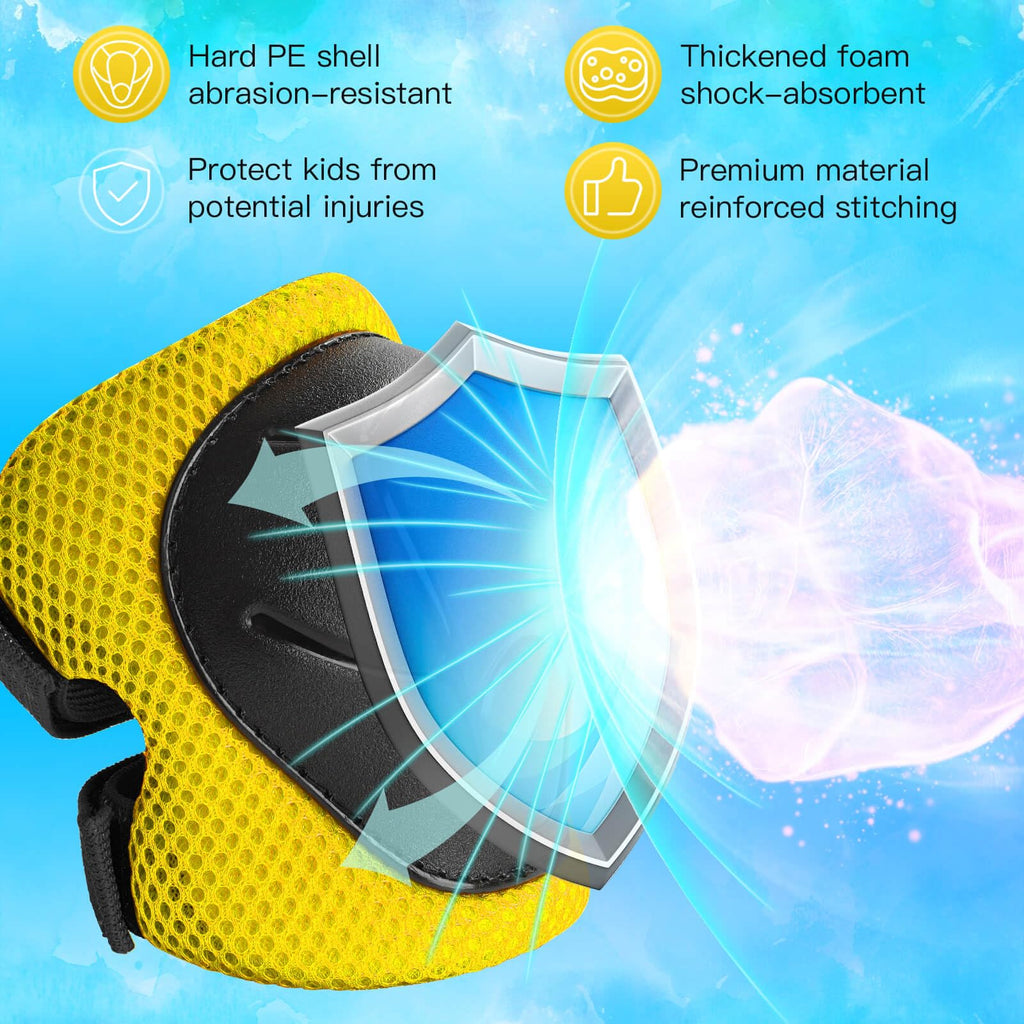 Wemfg Kids Protective Gear Set Knee Pads for Kids 3-14 Years Toddler Knee and Elbow Pads with Wrist Guards 3 in 1 for Skating Cycling Bike Rollerblading Scooter