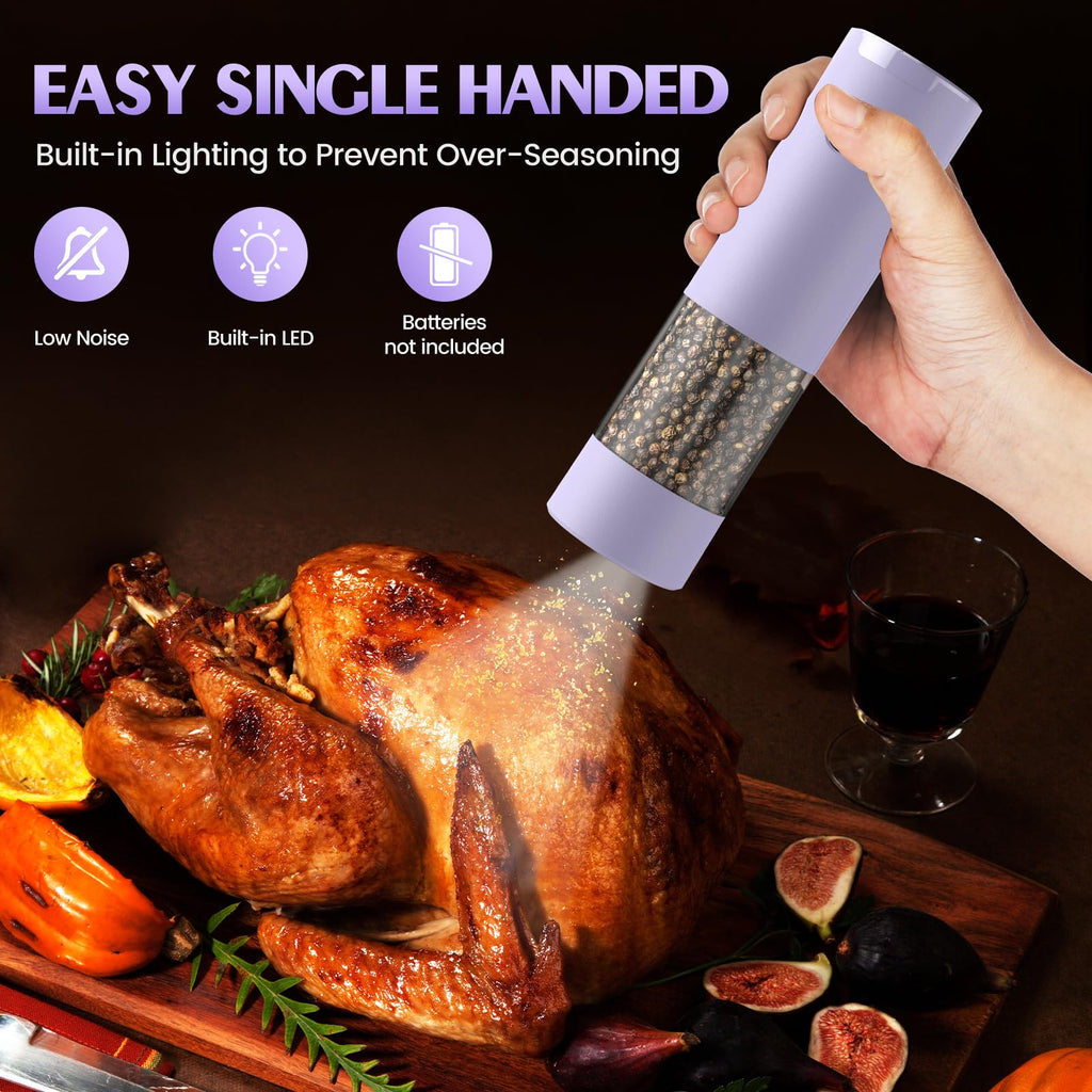 Electric Salt and Pepper Grinder Set Automatic Battery Pepper Mill Shakers Adjustable Coarseness Upgraded Larger Capacity with Led Home and Kitchen Appliances Birthday Gifts for Women Men