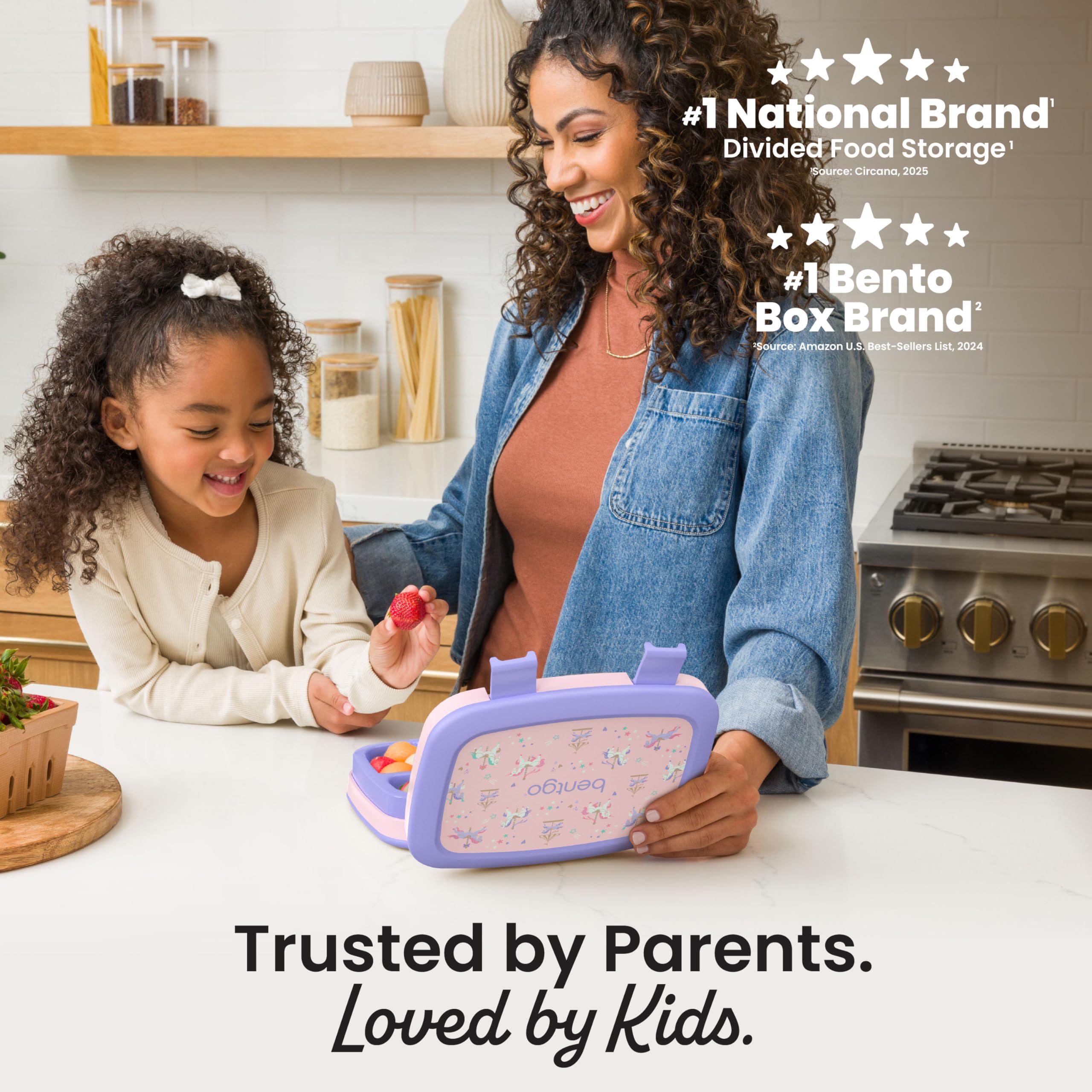 Bentgo Kids Prints Leak-Proof, 5-Compartment Bento-Style Kids Lunch Box - Ideal Portion Sizes for Ages 3-7, Durable, Drop-Proof, Dishwasher Safe, & PFAS & BPA-Free Materials (Unicorn)