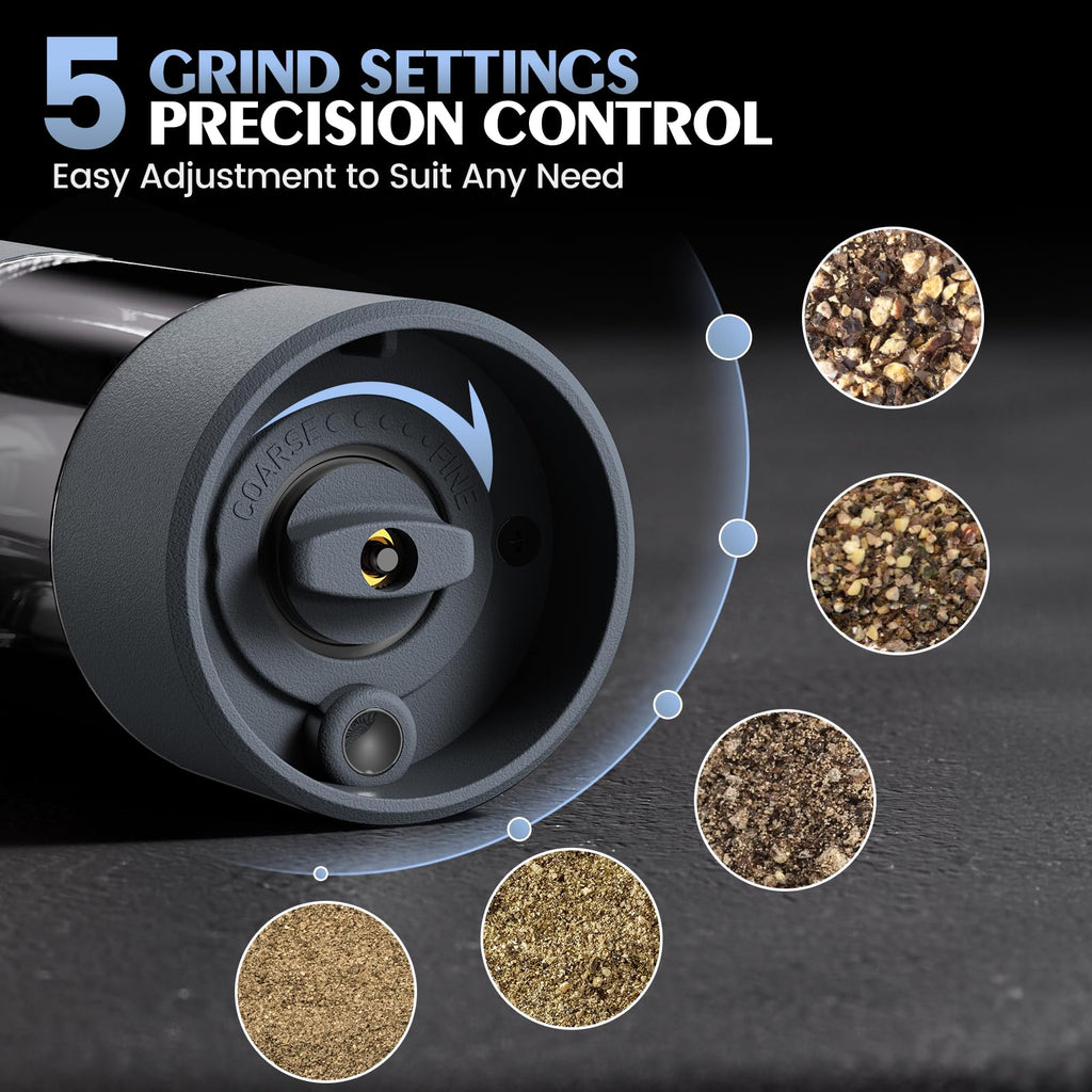 Electric Salt and Pepper Grinder Set Automatic Battery Pepper Mill Shakers Adjustable Coarseness Upgraded Larger Capacity with Led Home and Kitchen Appliances Birthday Gifts for Women Men