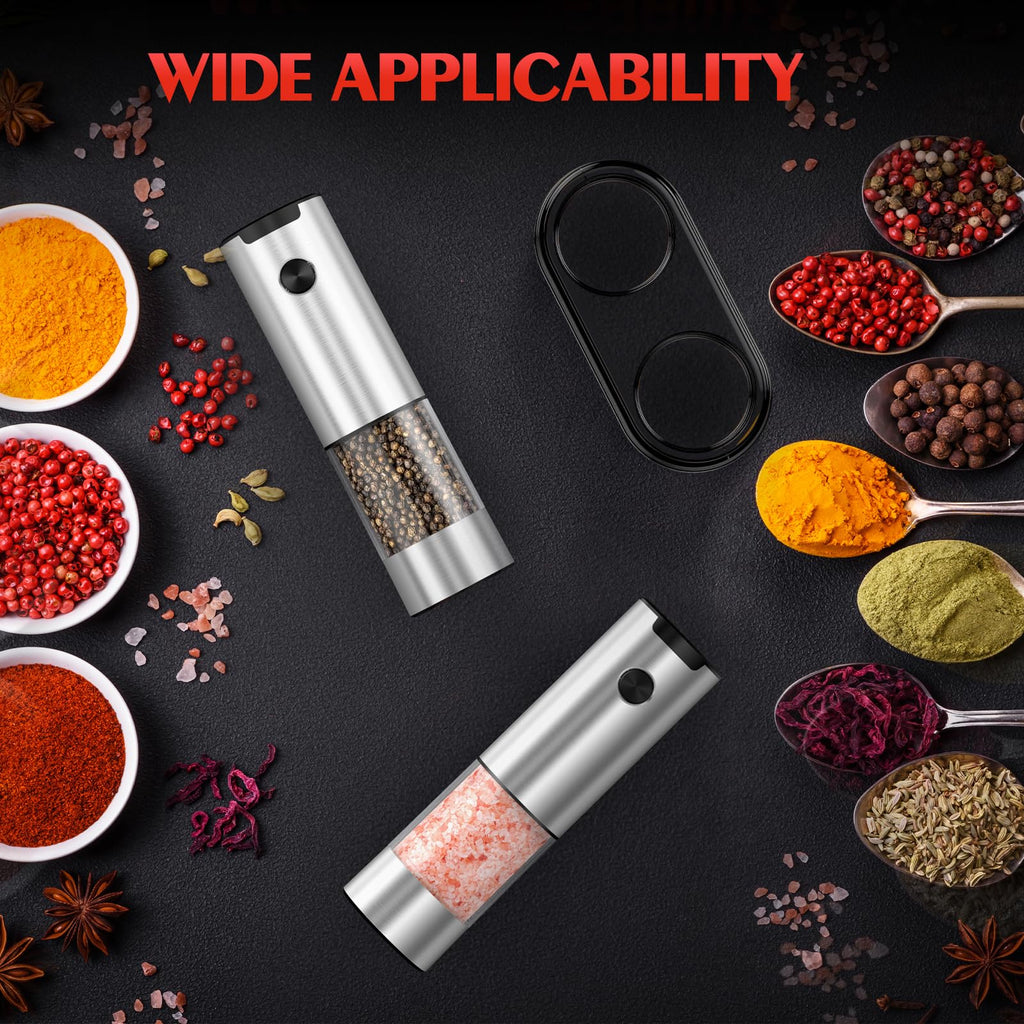 Electric Salt and Pepper Grinder Set Automatic Battery Pepper Mill Shakers Adjustable Coarseness Upgraded Larger Capacity with Led Home and Kitchen Appliances Birthday Gifts for Women Men
