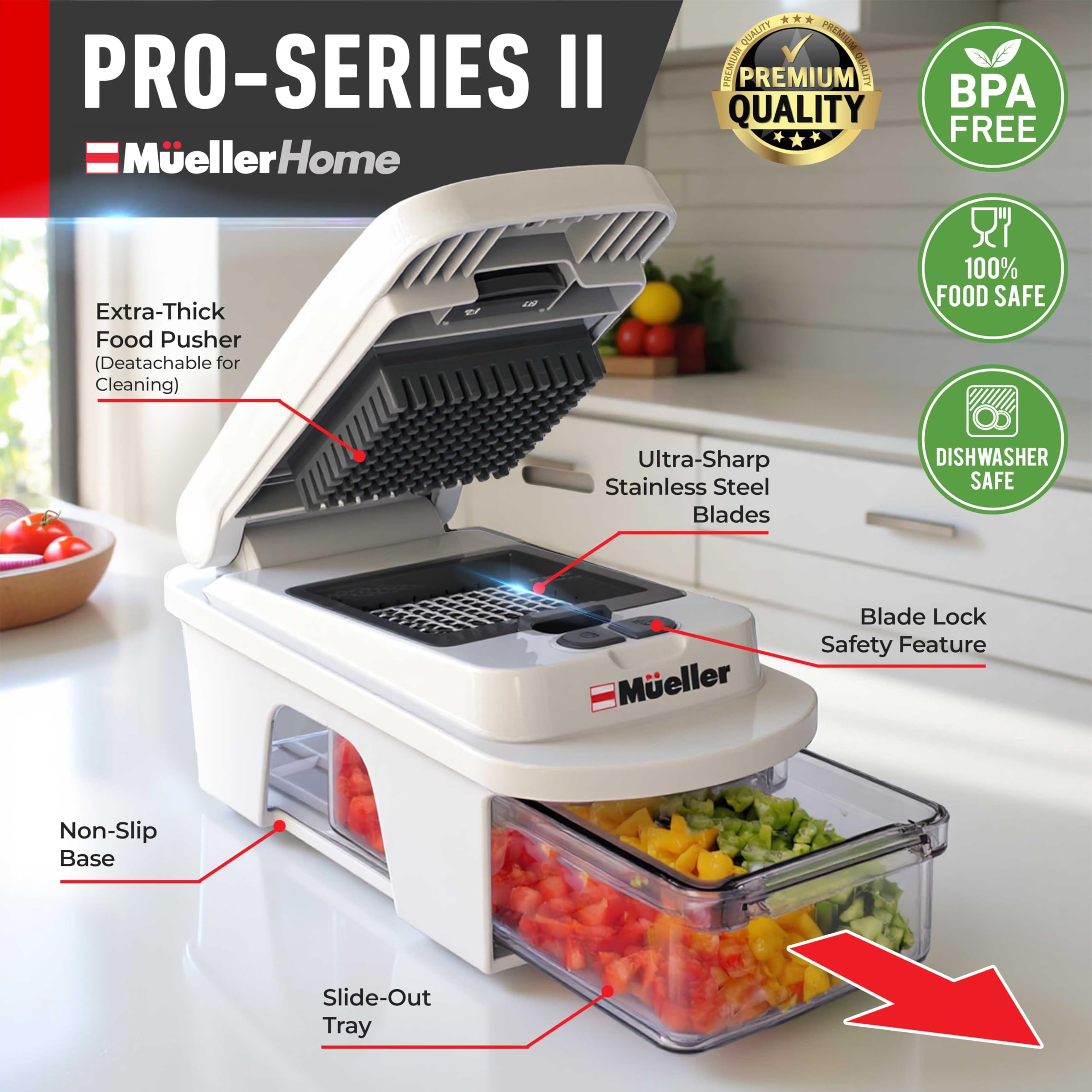 Mueller The Real Original Pro Chopper since 2013 Vegetable Chopper Mandoline Slicer, 8 Blade Food Veggie Chopper Onion Vegetable Cutter with Container, Kitchen Gadgets & Essentials, (10 in 1)