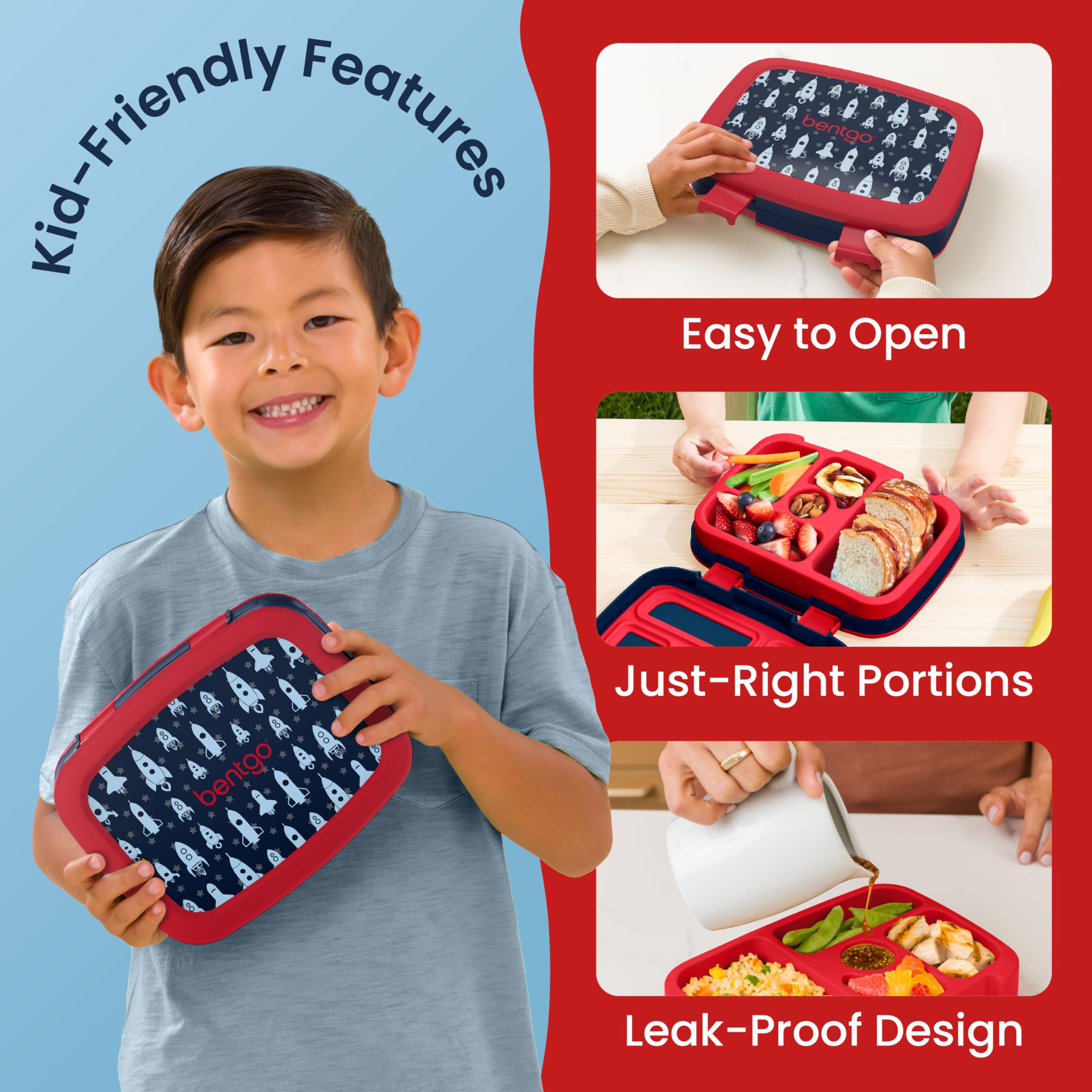Bentgo Kids Prints Leak-Proof, 5-Compartment Bento-Style Kids Lunch Box - Ideal Portion Sizes for Ages 3-7, Durable, Drop-Proof, Dishwasher Safe, & PFAS & BPA-Free Materials (Unicorn)