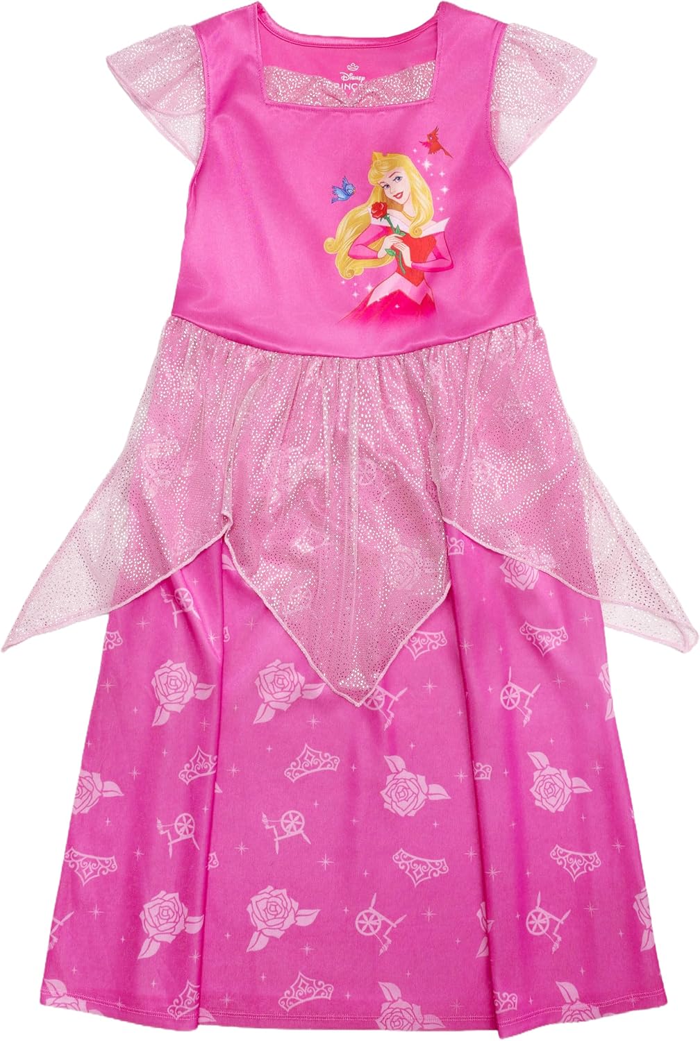 Disney Girls' Princess Dress Nightgown, Fantasy Gown, Soft & Cute Pajamas for Kids