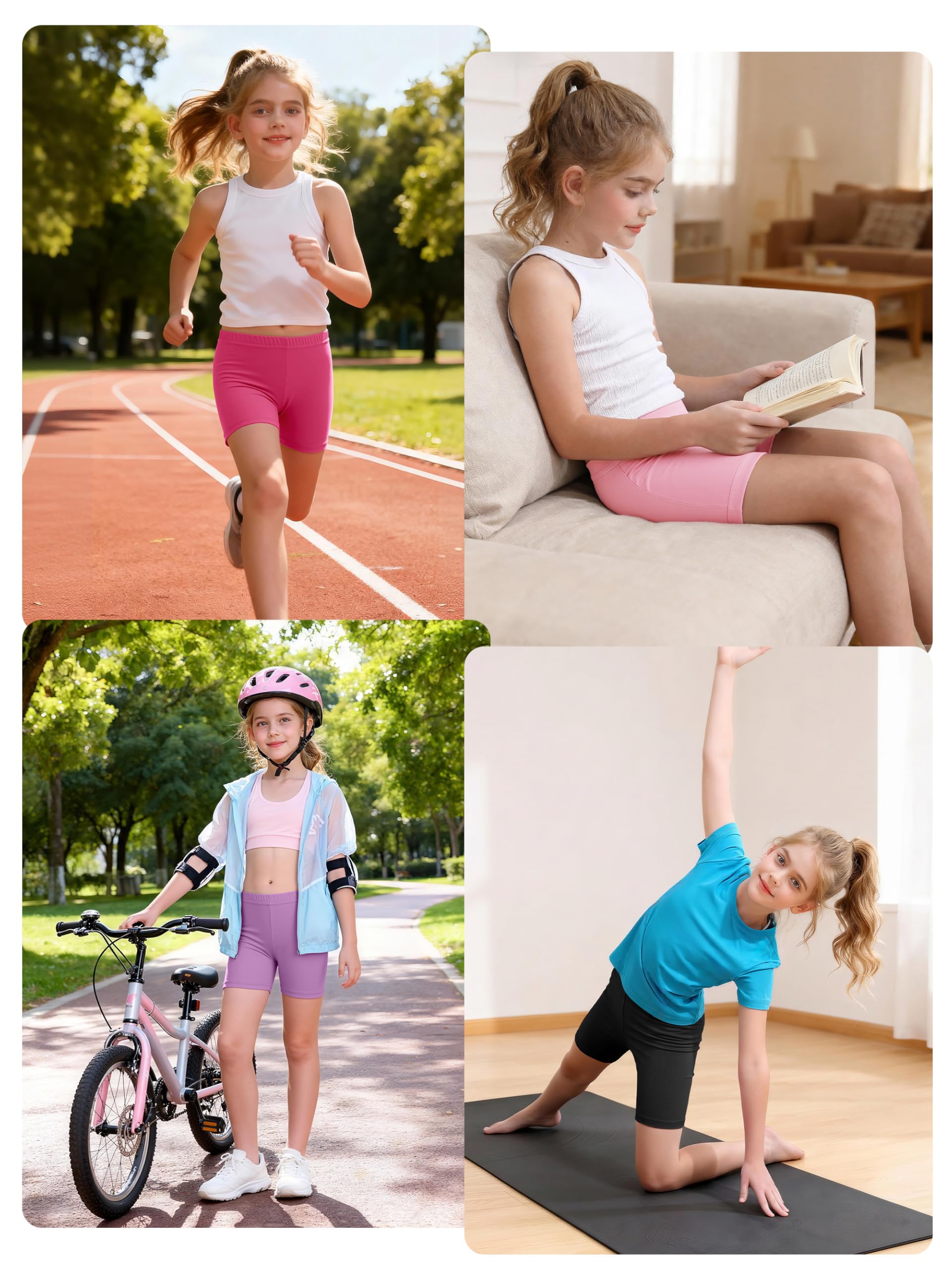 Resinta 6 Pack Girls Bike Shorts Under Dress Dance Cartwheel Shorts for Toddler Kids Summer Clothes Multicolor