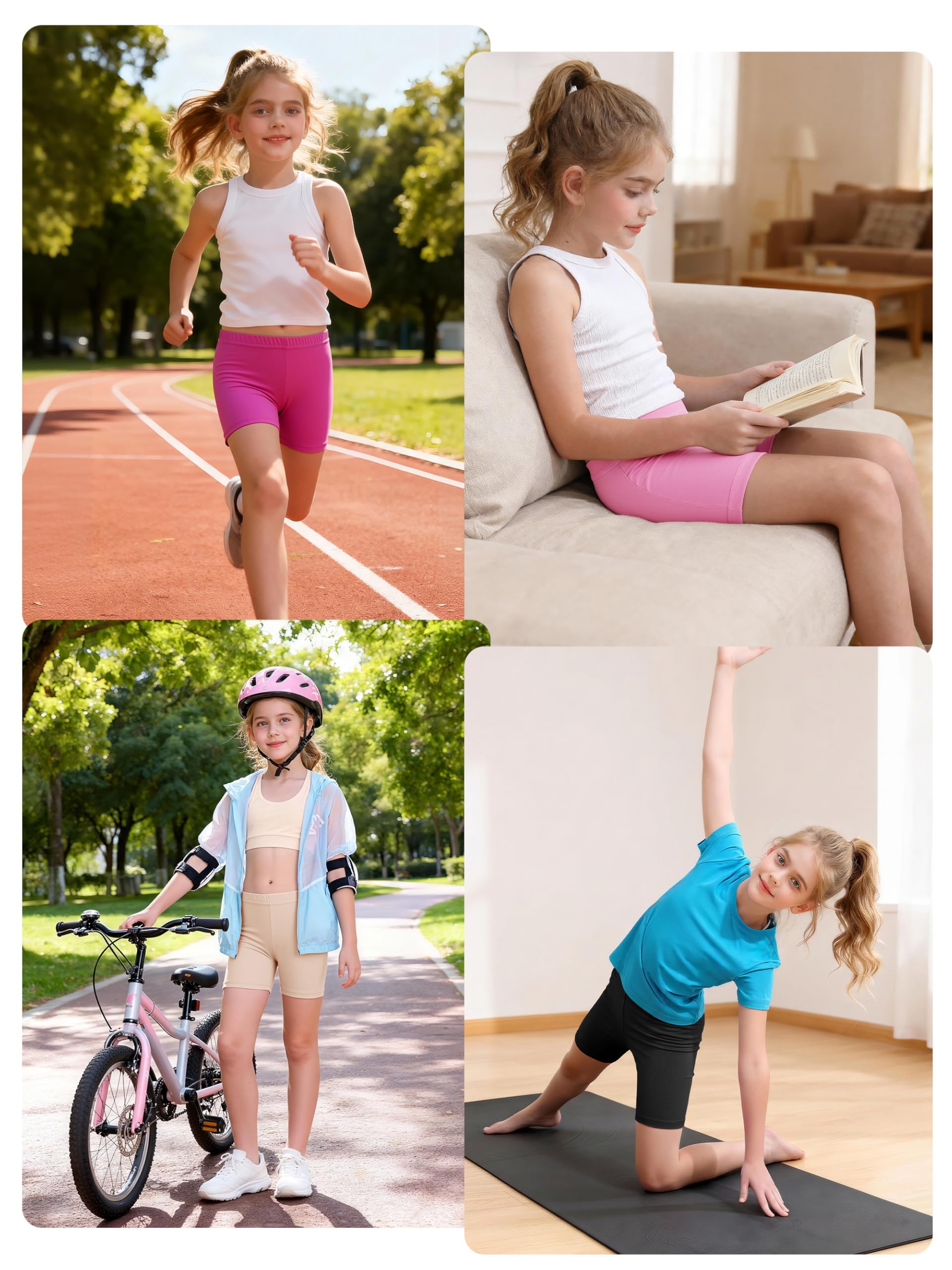 Resinta 6 Pack Girls Bike Shorts Under Dress Dance Cartwheel Shorts for Toddler Kids Summer Clothes Multicolor