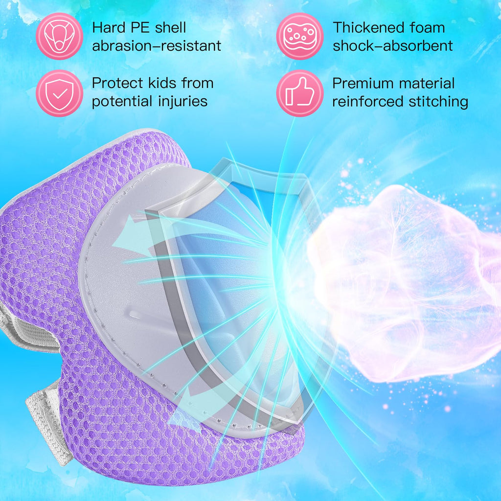 Wemfg Kids Protective Gear Set Knee Pads for Kids 3-14 Years Toddler Knee and Elbow Pads with Wrist Guards 3 in 1 for Skating Cycling Bike Rollerblading Scooter