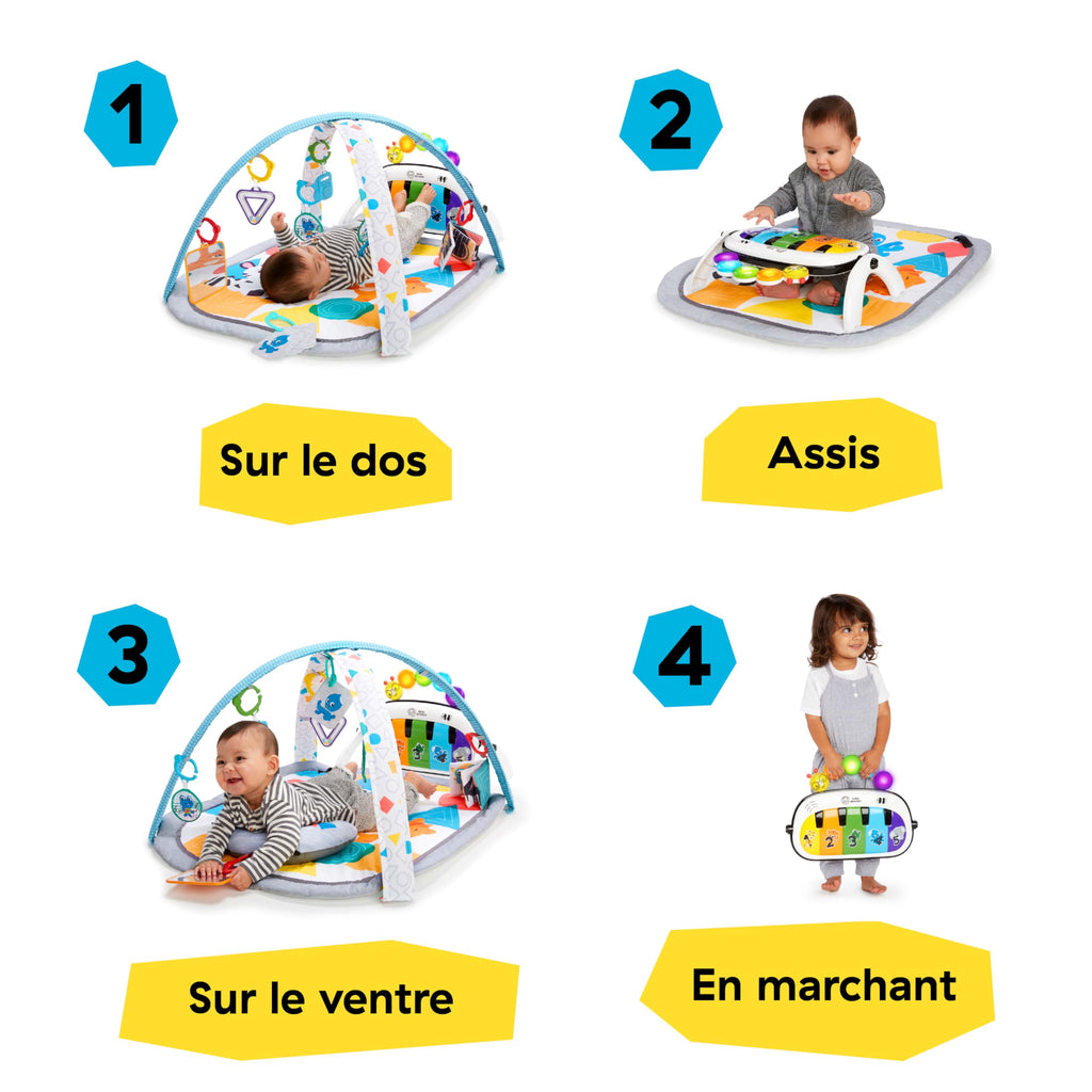 Baby Einstein 4-in-1 Kickin' Tunes Music and Language Play Gym and Piano Tummy Time Activity Mat