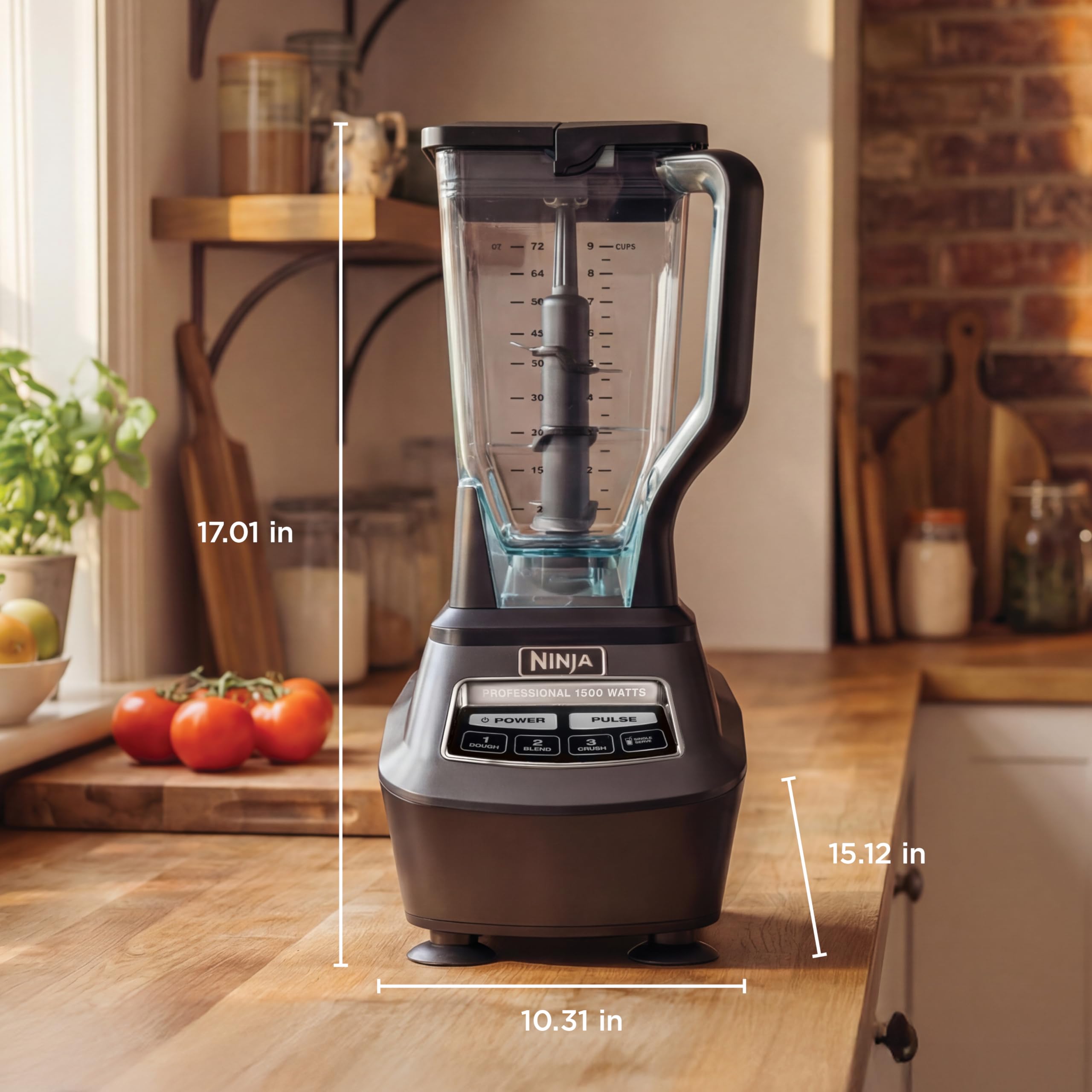 Ninja Kitchen System | All-in-One Food Processor & Blender for Smoothies | Includes Pitcher, (2) 16 oz. To-Go Cups & 8-Cup Bowl | Makes Salsa, Dough, Shakes, & Frozen Drinks | 1500W | Black | BL770