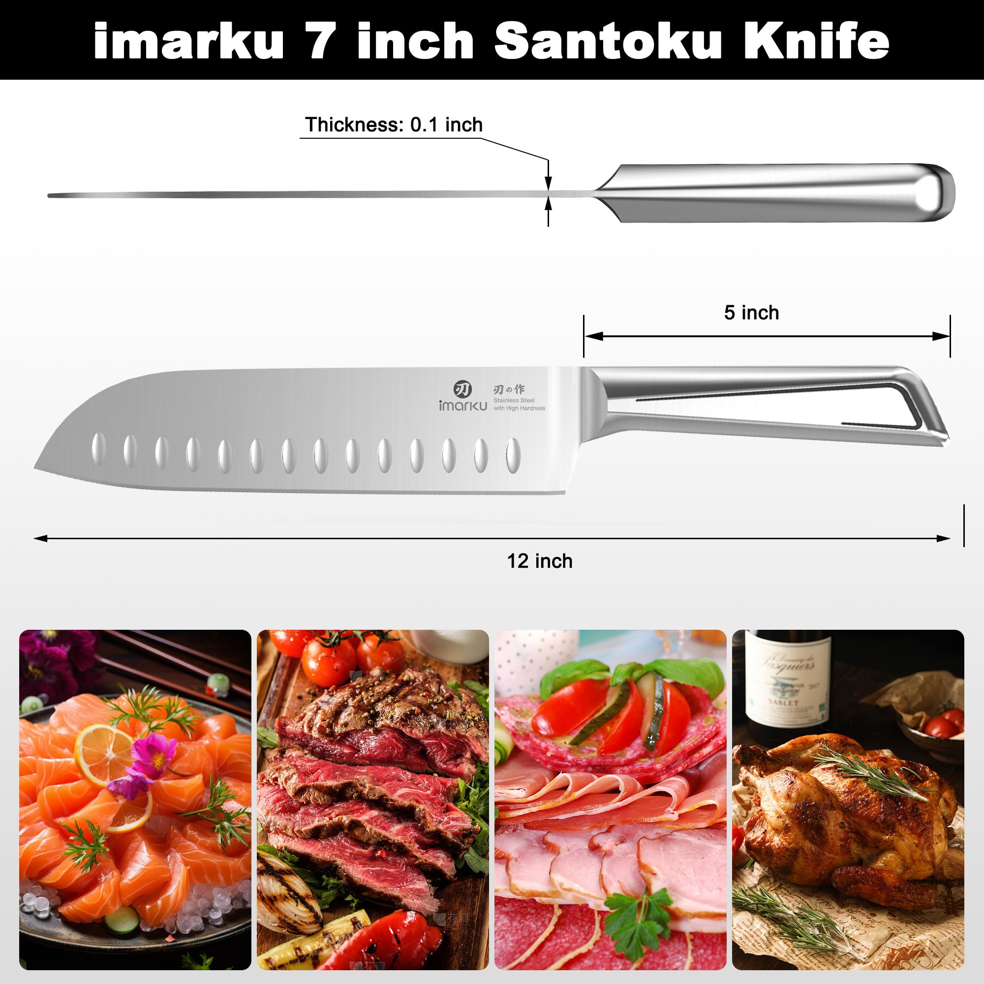 imarku Chef Knife 7 Inch Kitchen Knife Ultra Sharp Santoku Knife - High Carbon Japanese Chefs Knife, Kitchen Gadgets 2025, Apartment Essentials, Birthday Gifts for Him Her, Best Gifts for Women Men