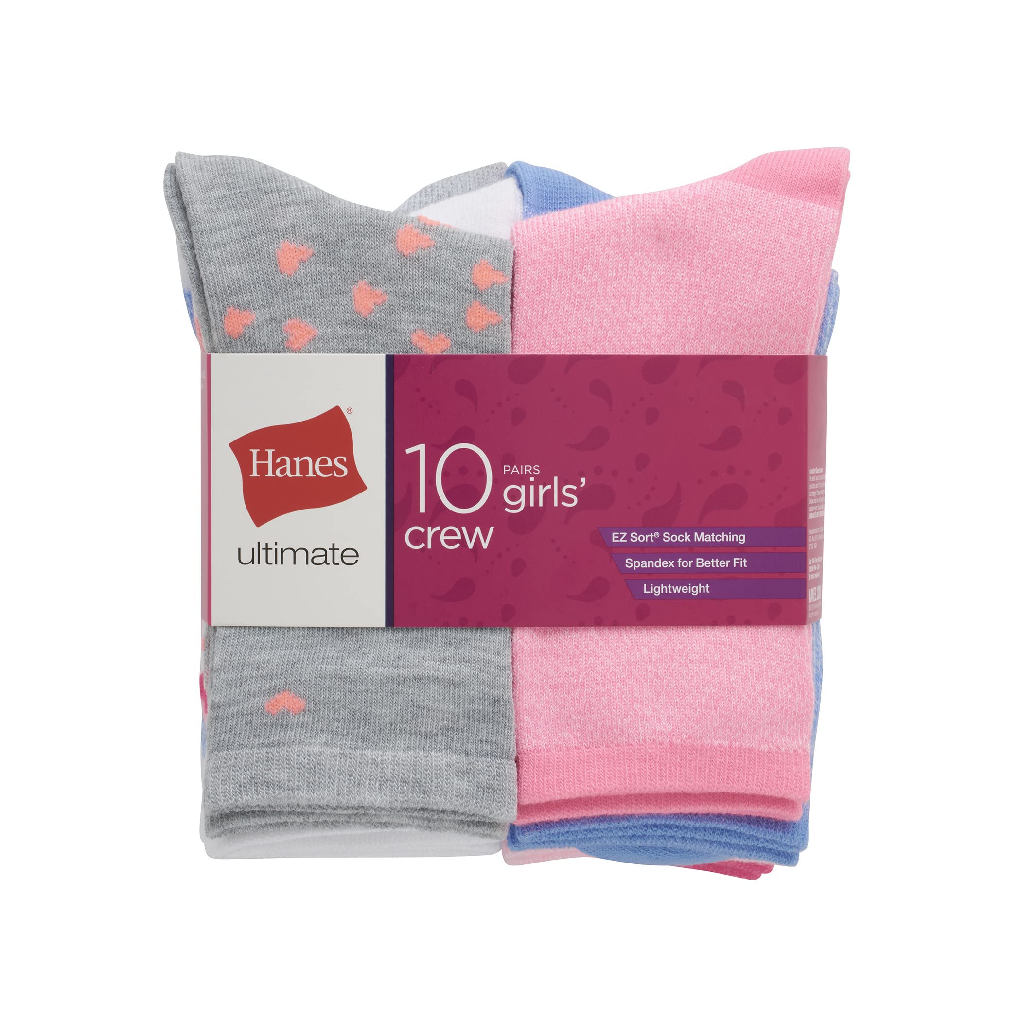 Hanes Girls' Socks, Fashion Patterned Soft Socks, No Show, Ankle, and Crew, 12-pair Packs