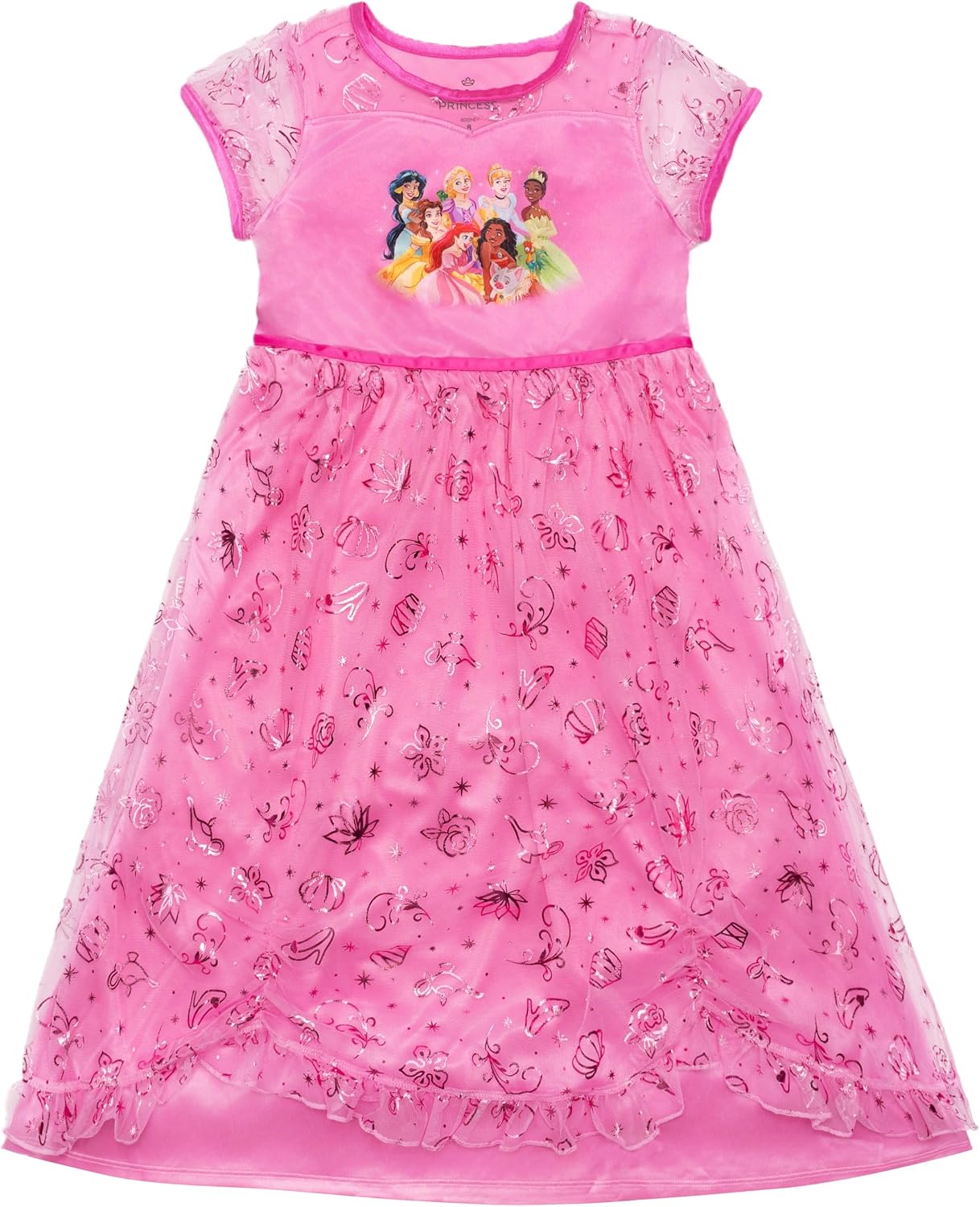 Disney Girls' Princess Dress Nightgown, Fantasy Gown, Soft & Cute Pajamas for Kids