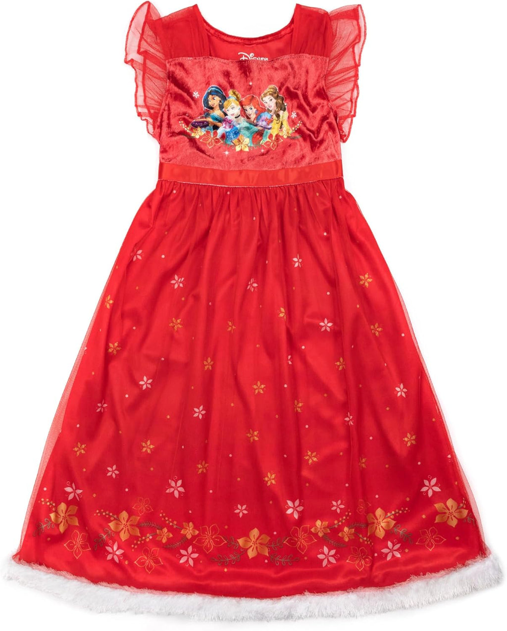 Disney Girls' Princess Dress Nightgown, Fantasy Gown, Soft & Cute Pajamas for Kids