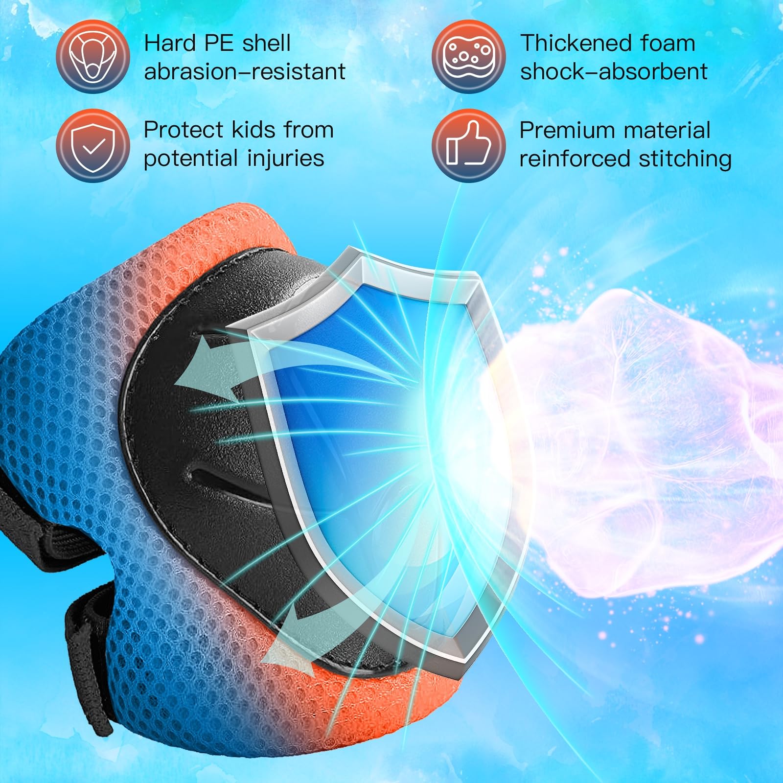 Wemfg Kids Protective Gear Set Knee Pads for Kids 3-14 Years Toddler Knee and Elbow Pads with Wrist Guards 3 in 1 for Skating Cycling Bike Rollerblading Scooter