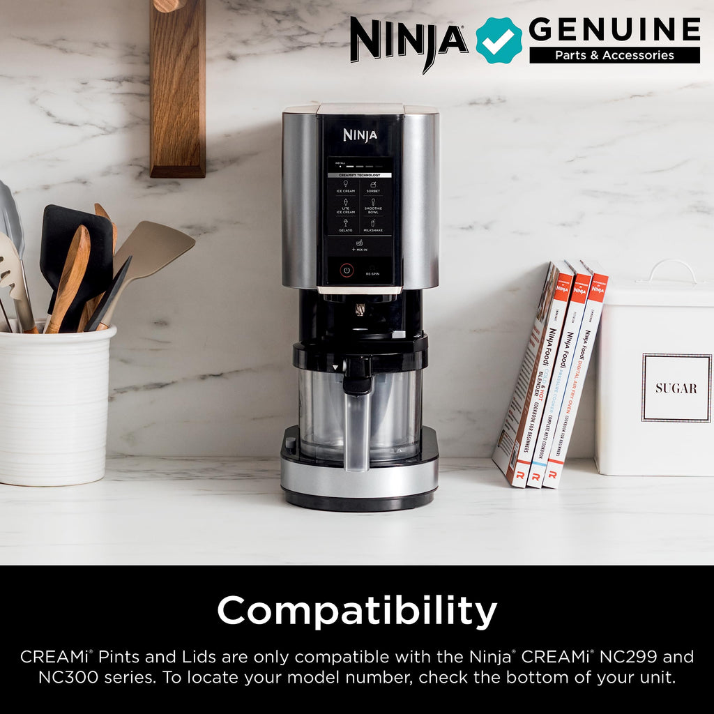 Ninja NC301 CREAMi Ice Cream Maker, for Gelato, Mix-ins, Milkshakes, Sorbet, Smoothie Bowls & More, 7 One-Touch Programs, with (2) Pint Containers & Lids, Compact Size, Perfect for Kids, Silver