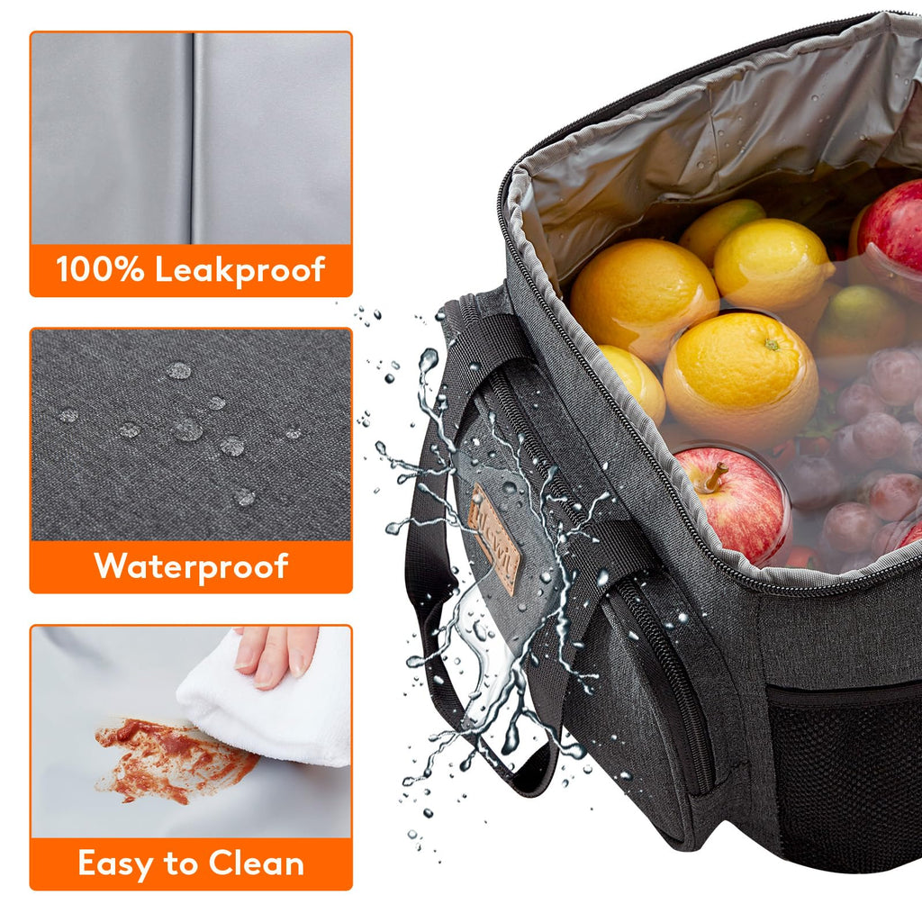 Lifewit Medium Lunch Bag, Insulated Lunch Box, Soft Cooler Cooling Tote for Adult Men Women, Black 12-Can (9L)