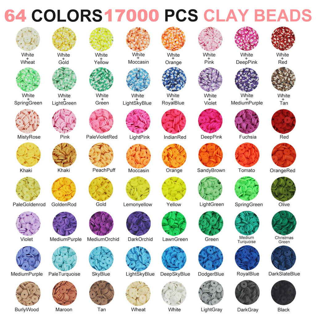 Redtwo 5100 Clay Beads Bracelet Making Kit, Flat Preppy Beads for Friendship Jewelry Making,Polymer Heishi Beads with Charms Gifts for Teen Girls Crafts for Girls Ages 8-12
