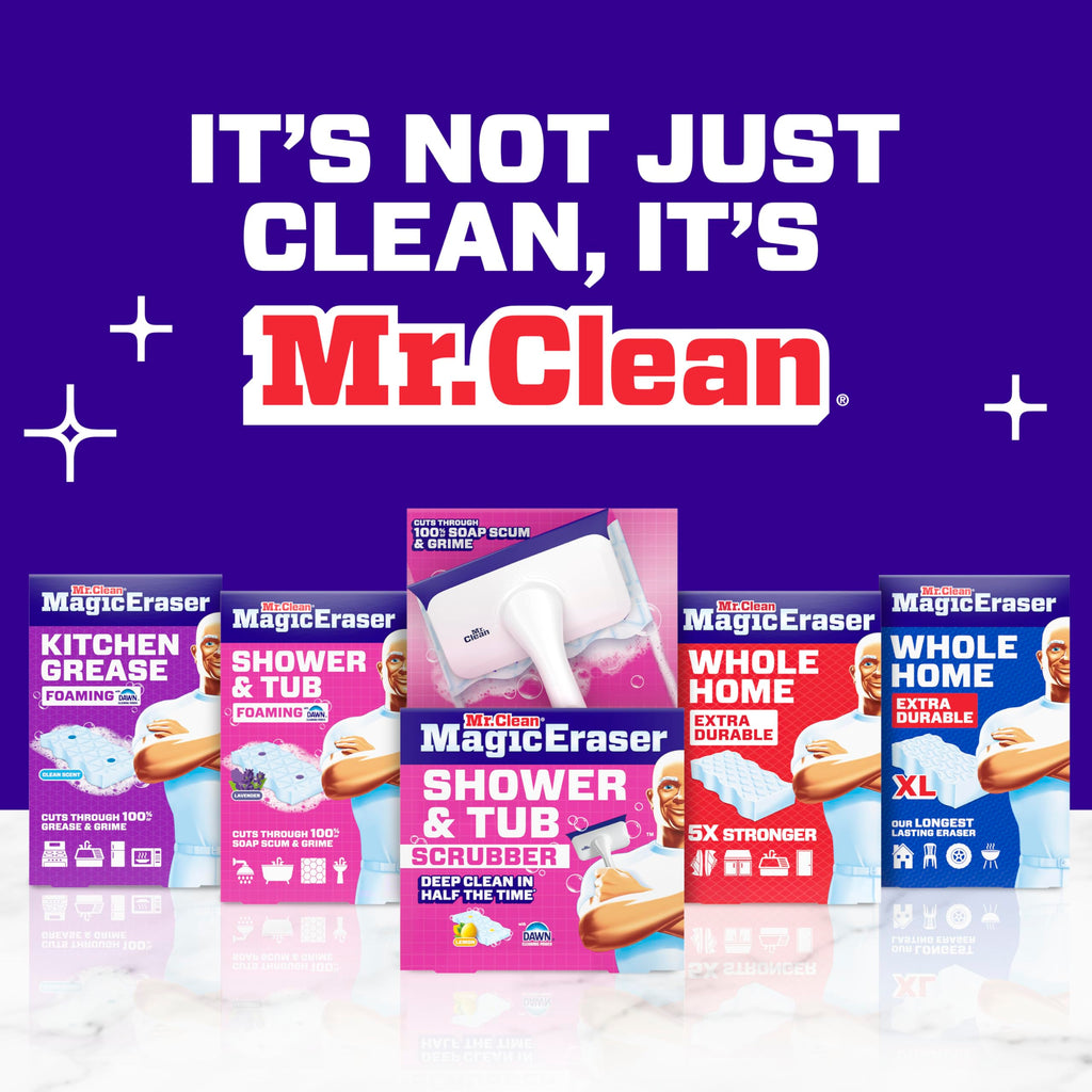 Mr. Clean Magic Eraser Sponge, All Purpose Cleaner, Cleaning Scrubber, Wall, Sneaker, Kitchen, Bathroom, Shower Cleaning Supplies, Melamine Sponge, Cleaning Pads, Whole Home Extra Durable, 12ct