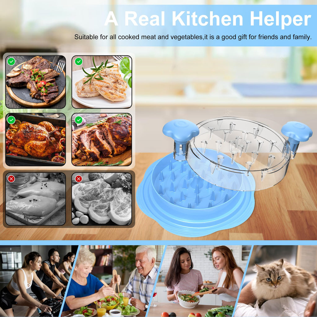 SURETIVIAN Chicken Shredder Tool Twist Large Chicken Breast Shredder with Brush&Fork, Visible Meat Shredder Machine, Strong Anti-Slip Strip, Ergonomic Handle, BPA Free, Suitable for Pork Beef Chicken