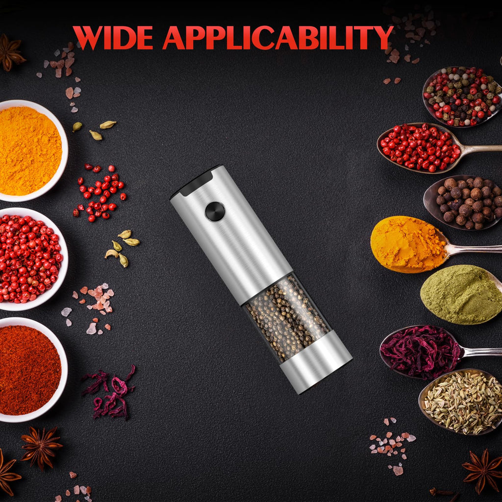 Electric Salt and Pepper Grinder Set Automatic Battery Pepper Mill Shakers Adjustable Coarseness Upgraded Larger Capacity with Led Home and Kitchen Appliances Birthday Gifts for Women Men