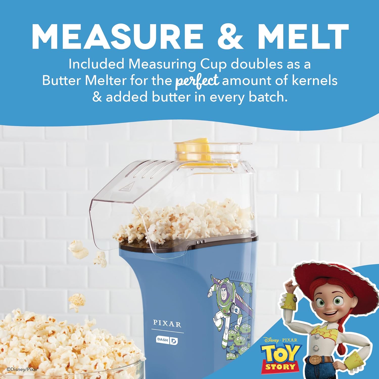DASH Fresh Pop Popcorn Maker - Oil-Free, Air Popcorn Popper - With Measuring Cup & Recipe Guide - Perfect for Movie Nights - 16 Cups, Aqua