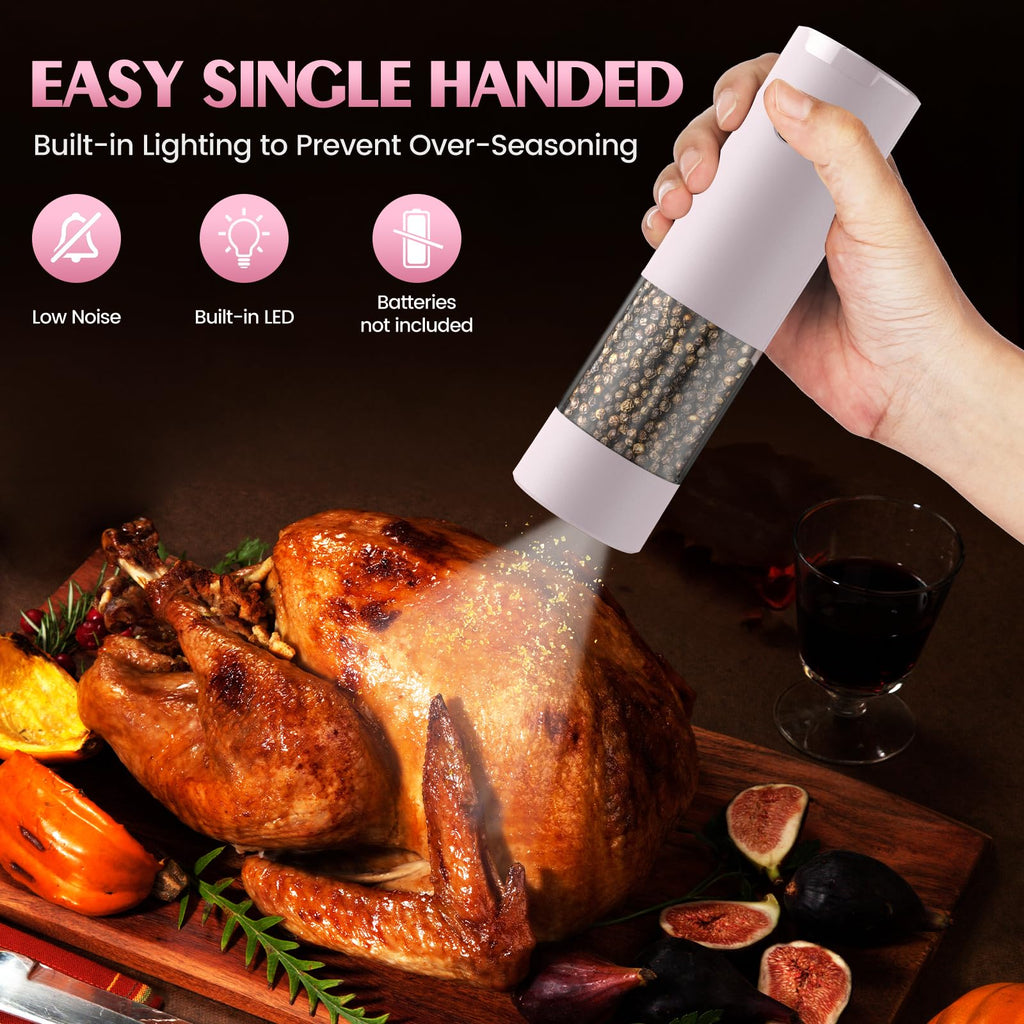 Electric Salt and Pepper Grinder Set Automatic Battery Pepper Mill Shakers Adjustable Coarseness Upgraded Larger Capacity with Led Home and Kitchen Appliances Birthday Gifts for Women Men