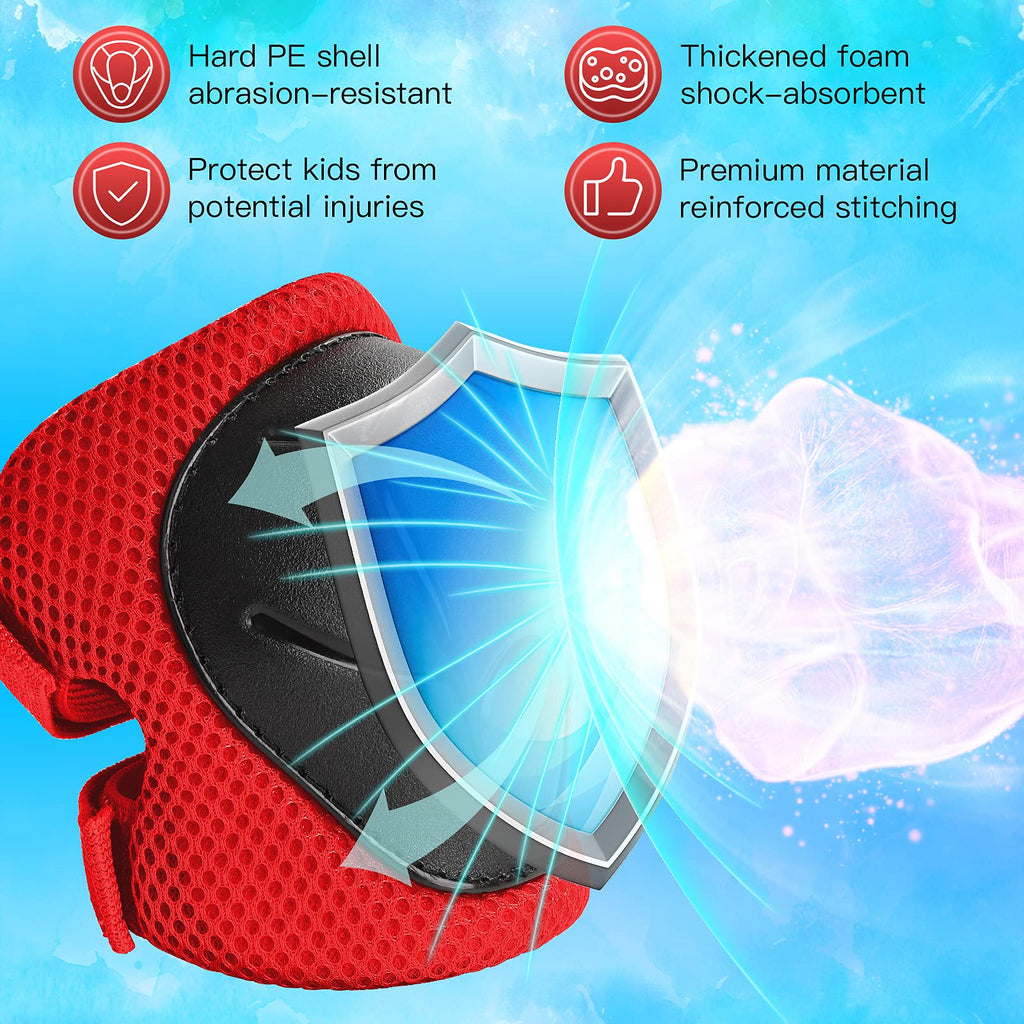 Wemfg Kids Protective Gear Set Knee Pads for Kids 3-14 Years Toddler Knee and Elbow Pads with Wrist Guards 3 in 1 for Skating Cycling Bike Rollerblading Scooter