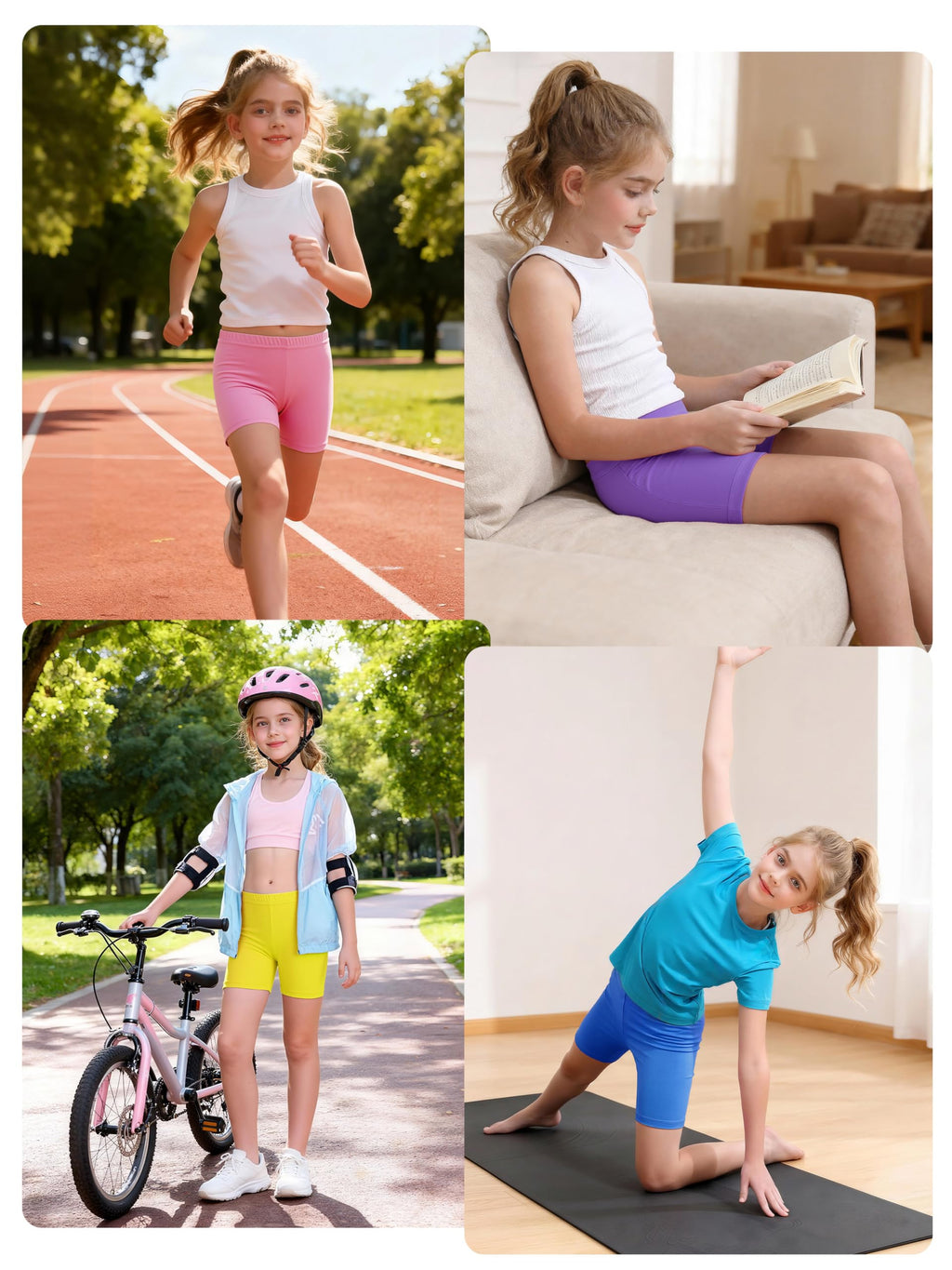 Resinta 6 Pack Girls Bike Shorts Under Dress Dance Cartwheel Shorts for Toddler Kids Summer Clothes Multicolor