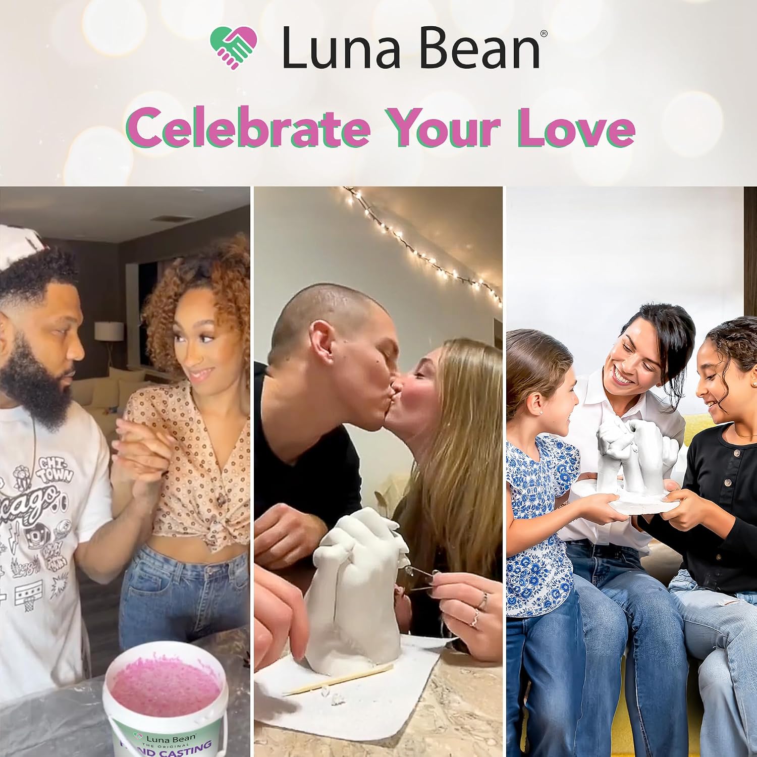 Luna Bean Hand Casting Kit – The Original Hand Mold Kit for Couples – Gifts for Him and Her - Anniversary Engagement Birthday Gifts for Women Men Mom Wife Boyfriend Girlfriend Wedding Bridal Shower