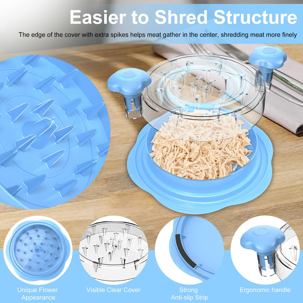 SURETIVIAN Chicken Shredder Tool Twist Large Chicken Breast Shredder with Brush&Fork, Visible Meat Shredder Machine, Strong Anti-Slip Strip, Ergonomic Handle, BPA Free, Suitable for Pork Beef Chicken