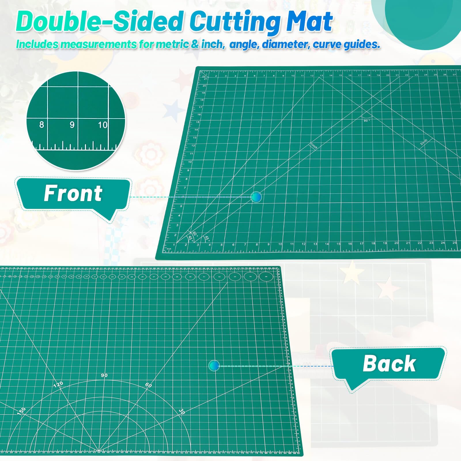 anezus Self Healing Sewing Mat, 12inch x 18inch Rotary Cutting Mat Double Sided 5-Ply Craft Cutting Board for Sewing Crafts Hobby Fabric Precision Scrapbooking Project