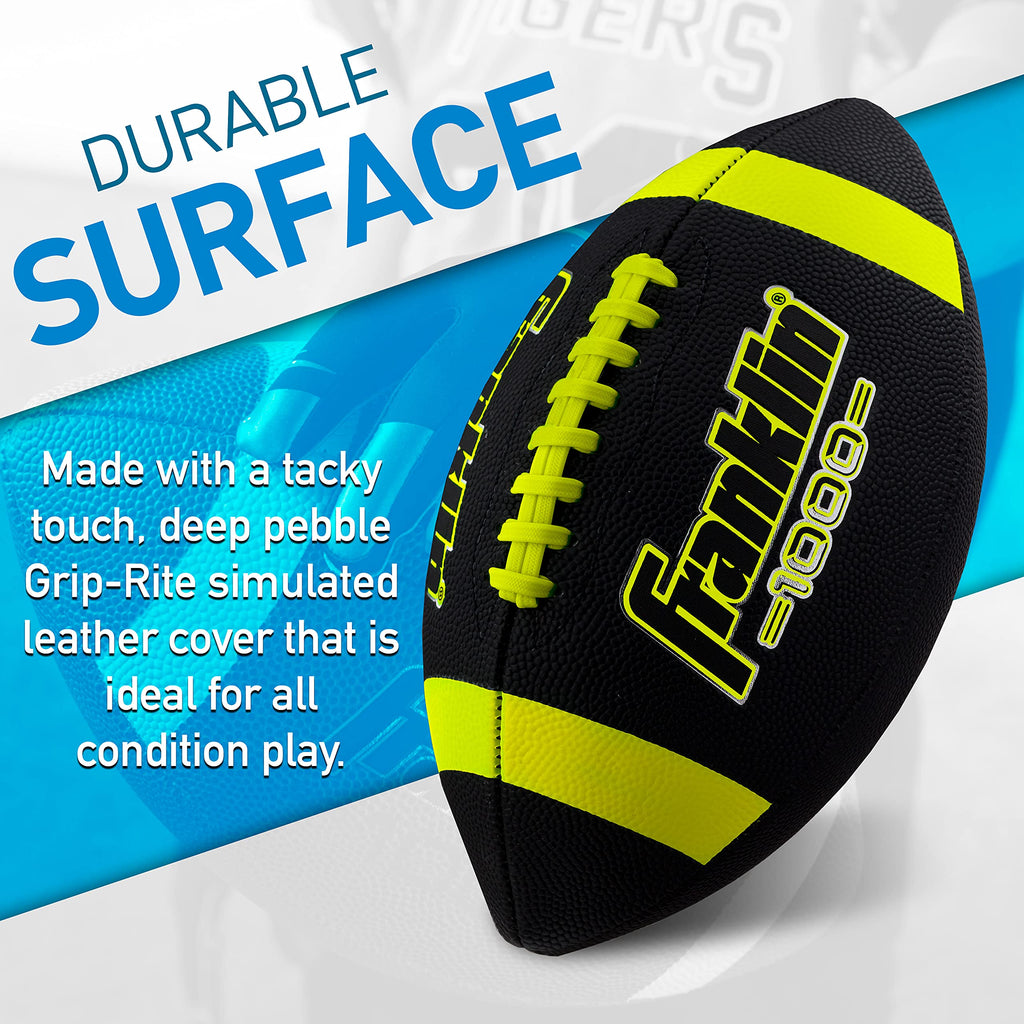 Franklin Sports Youth + Adult Footballs - Extra Grip 1000 Official Size, Junior + Pee Wee Kids - 1 + 12 Packs