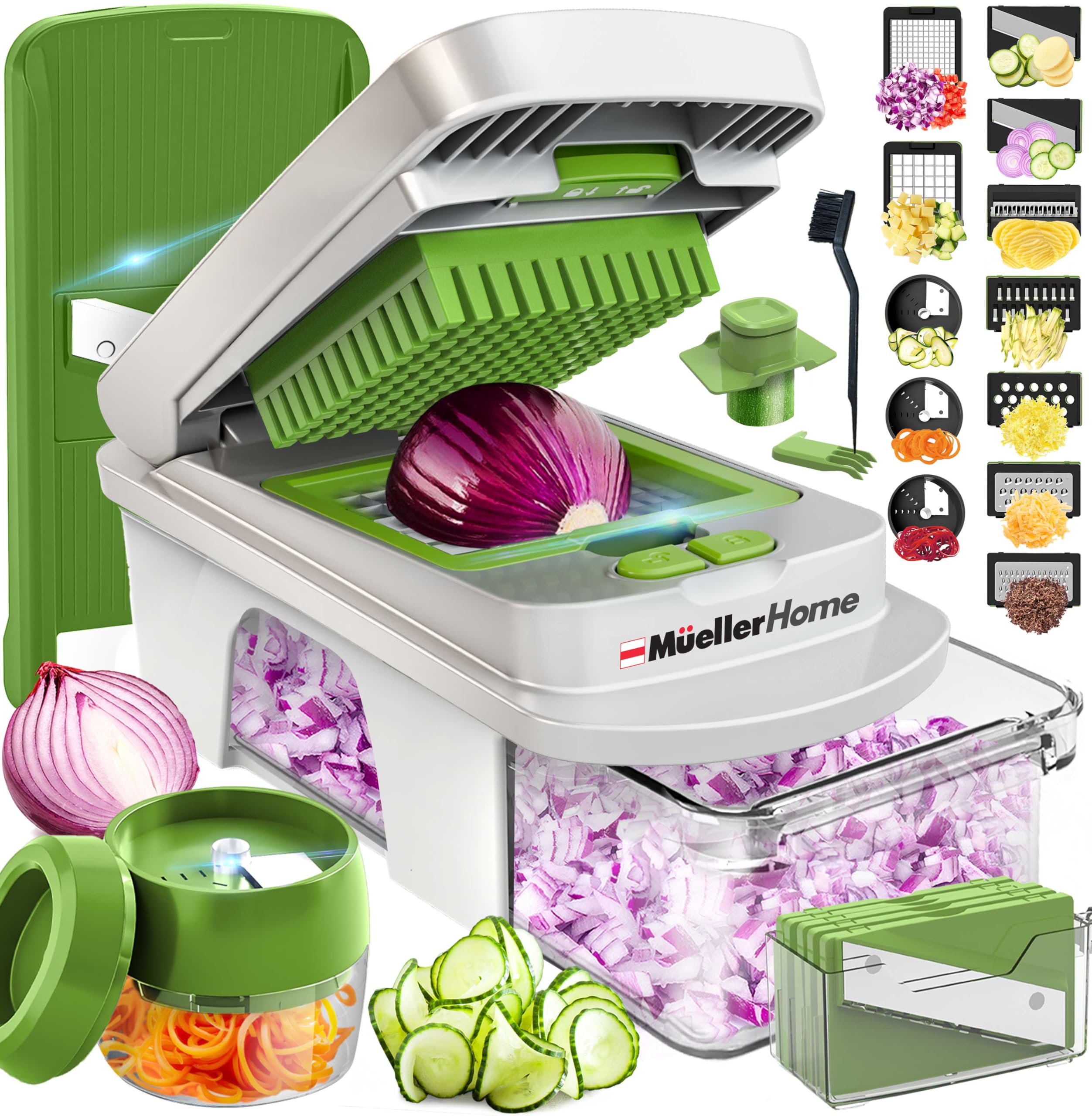 Mueller The Real Original Pro Chopper since 2013 Vegetable Chopper Mandoline Slicer, 8 Blade Food Veggie Chopper Onion Vegetable Cutter with Container, Kitchen Gadgets & Essentials, (10 in 1)