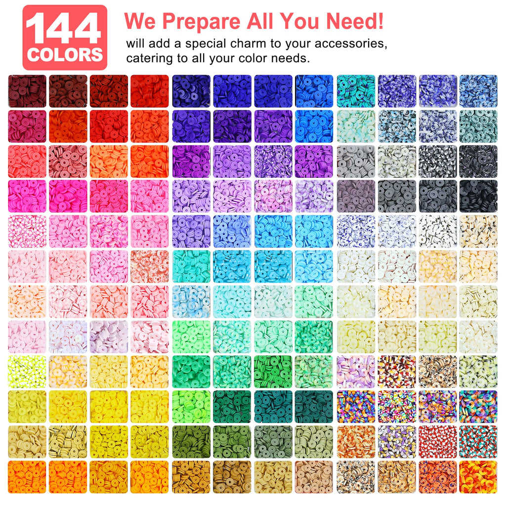 Redtwo 5100 Clay Beads Bracelet Making Kit, Flat Preppy Beads for Friendship Jewelry Making,Polymer Heishi Beads with Charms Gifts for Teen Girls Crafts for Girls Ages 8-12
