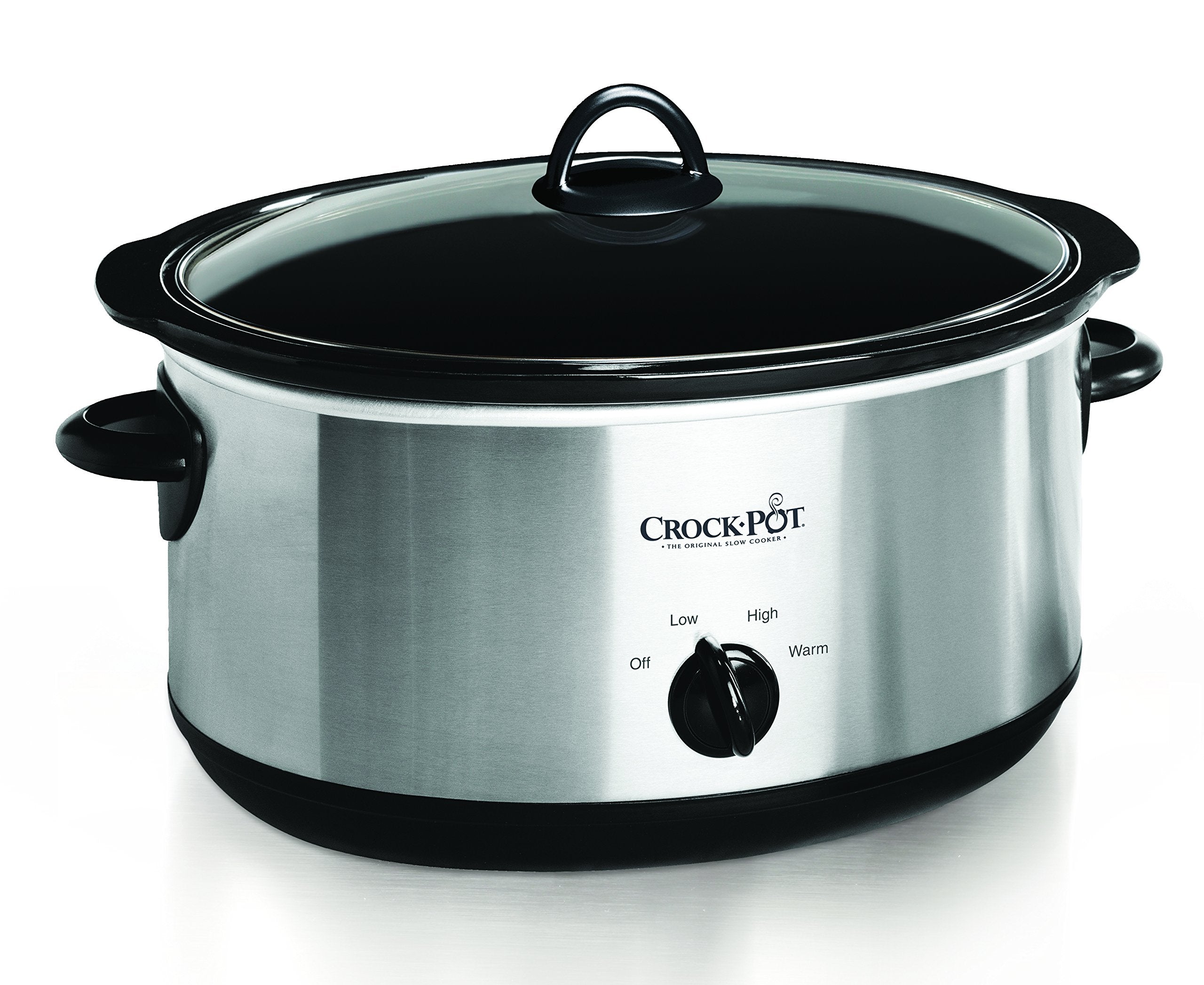 Crock-Pot 7-Quart Manual Slow Cooker, Family Size Serves 8+ People & Fits 6-lb Roast, Removable Stoneware with Warming Setting, Dishwasher Safe for Easy Cleanup, Stainless Steel