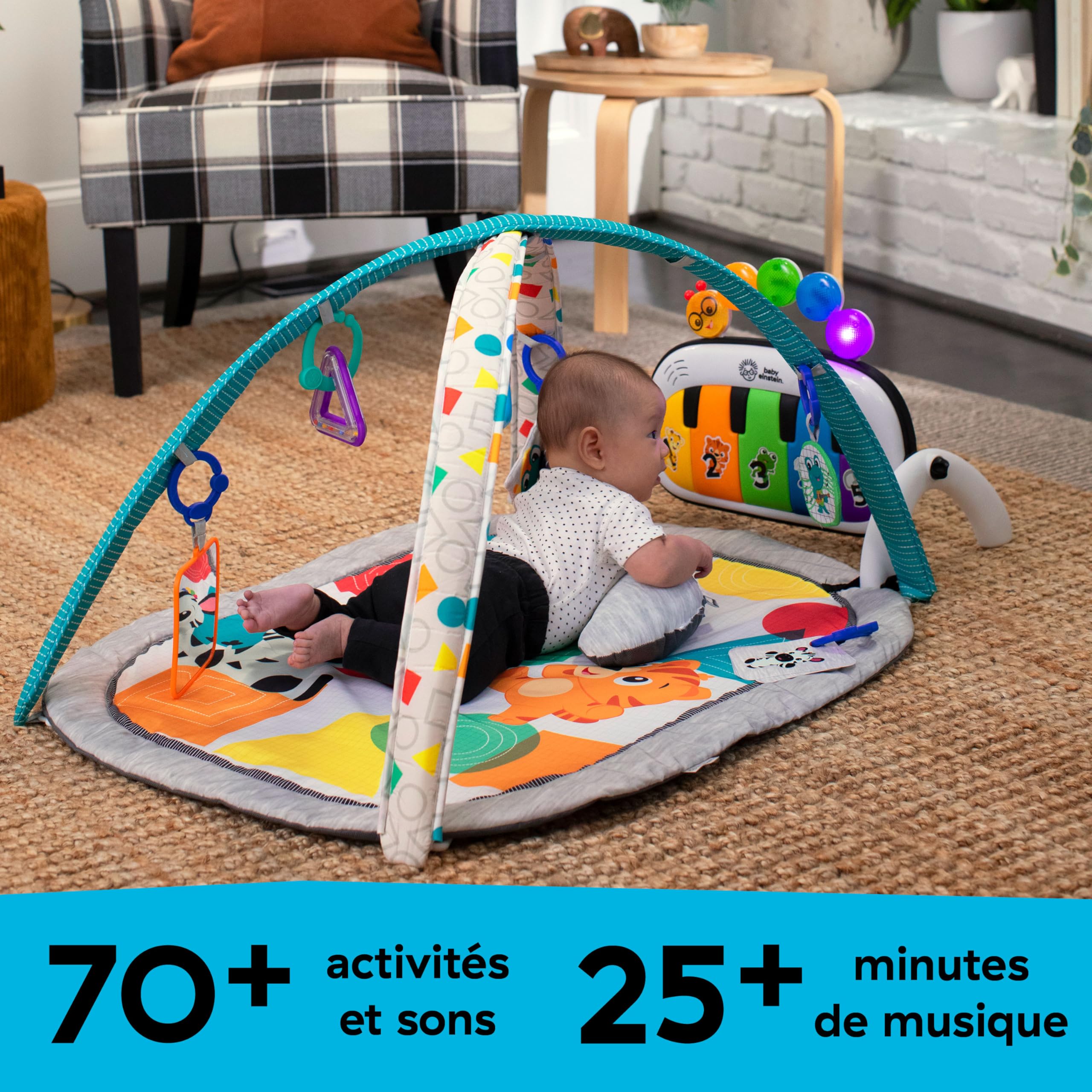 Baby Einstein 4-in-1 Kickin' Tunes Music and Language Play Gym and Piano Tummy Time Activity Mat