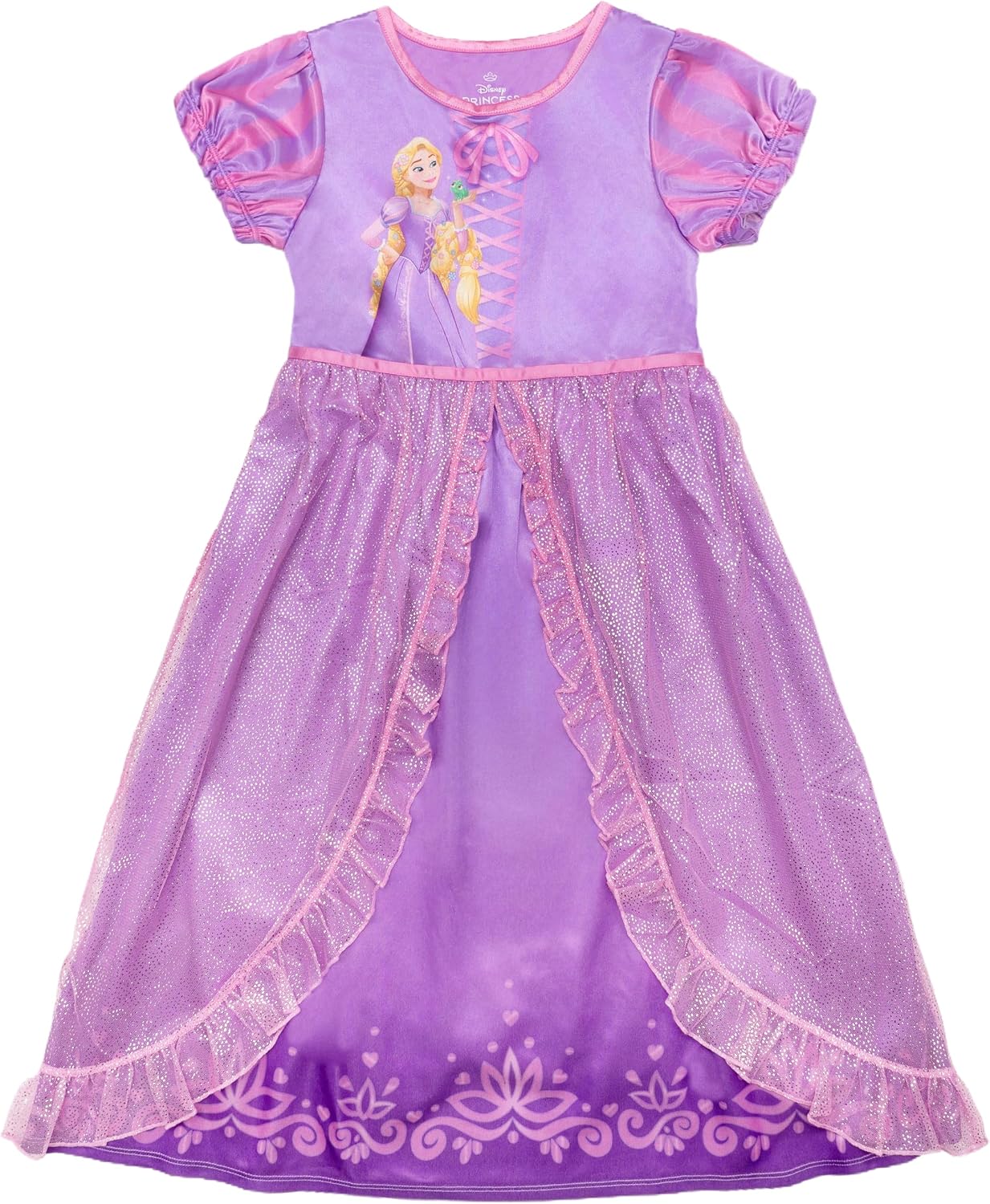 Disney Girls' Princess Dress Nightgown, Fantasy Gown, Soft & Cute Pajamas for Kids