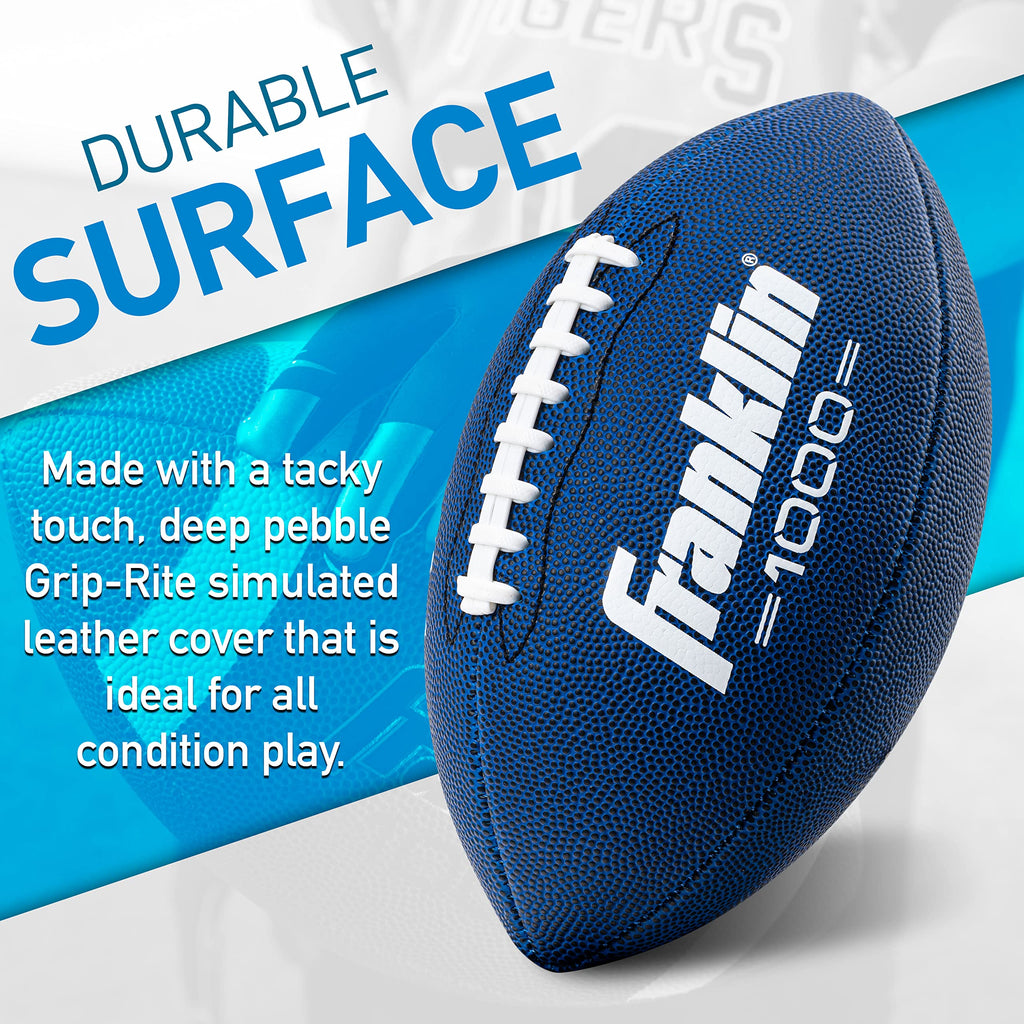 Franklin Sports Youth + Adult Footballs - Extra Grip 1000 Official Size, Junior + Pee Wee Kids - 1 + 12 Packs