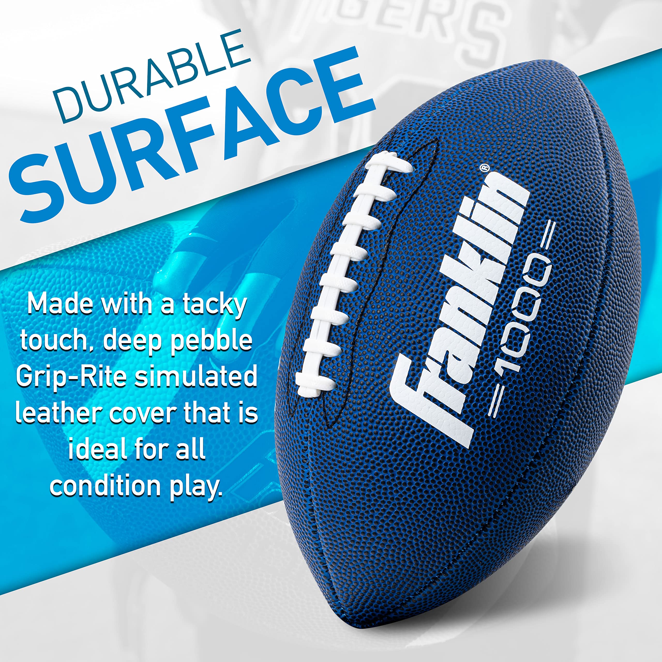 Franklin Sports Youth + Adult Footballs - Extra Grip 1000 Official Size, Junior + Pee Wee Kids - 1 + 12 Packs