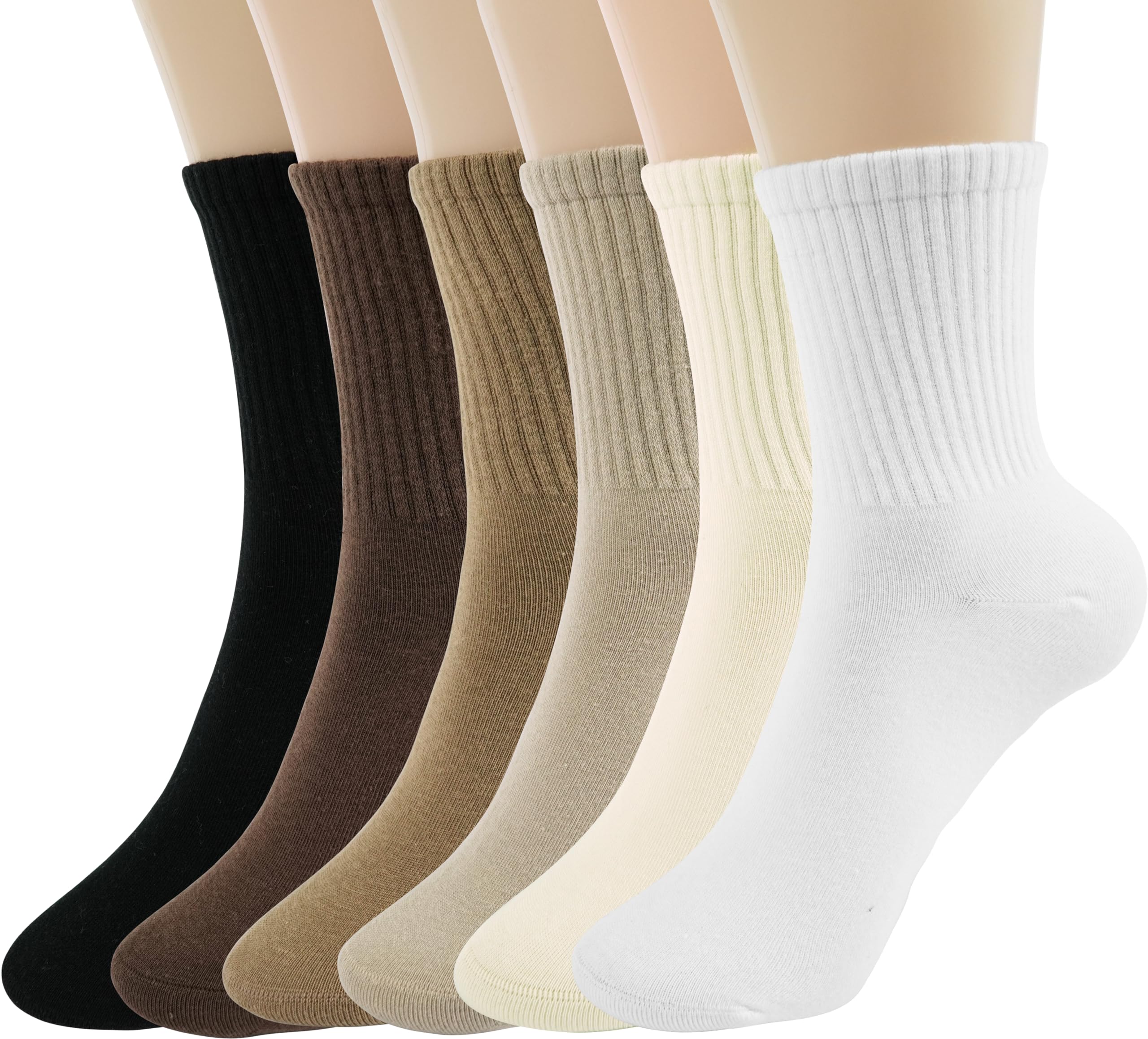 BomKinta Women Casual Calf Socks - Cute Cotton Crew Socks - Soft Above Ankle Sock Gifts 6 Pairs Size 5-10