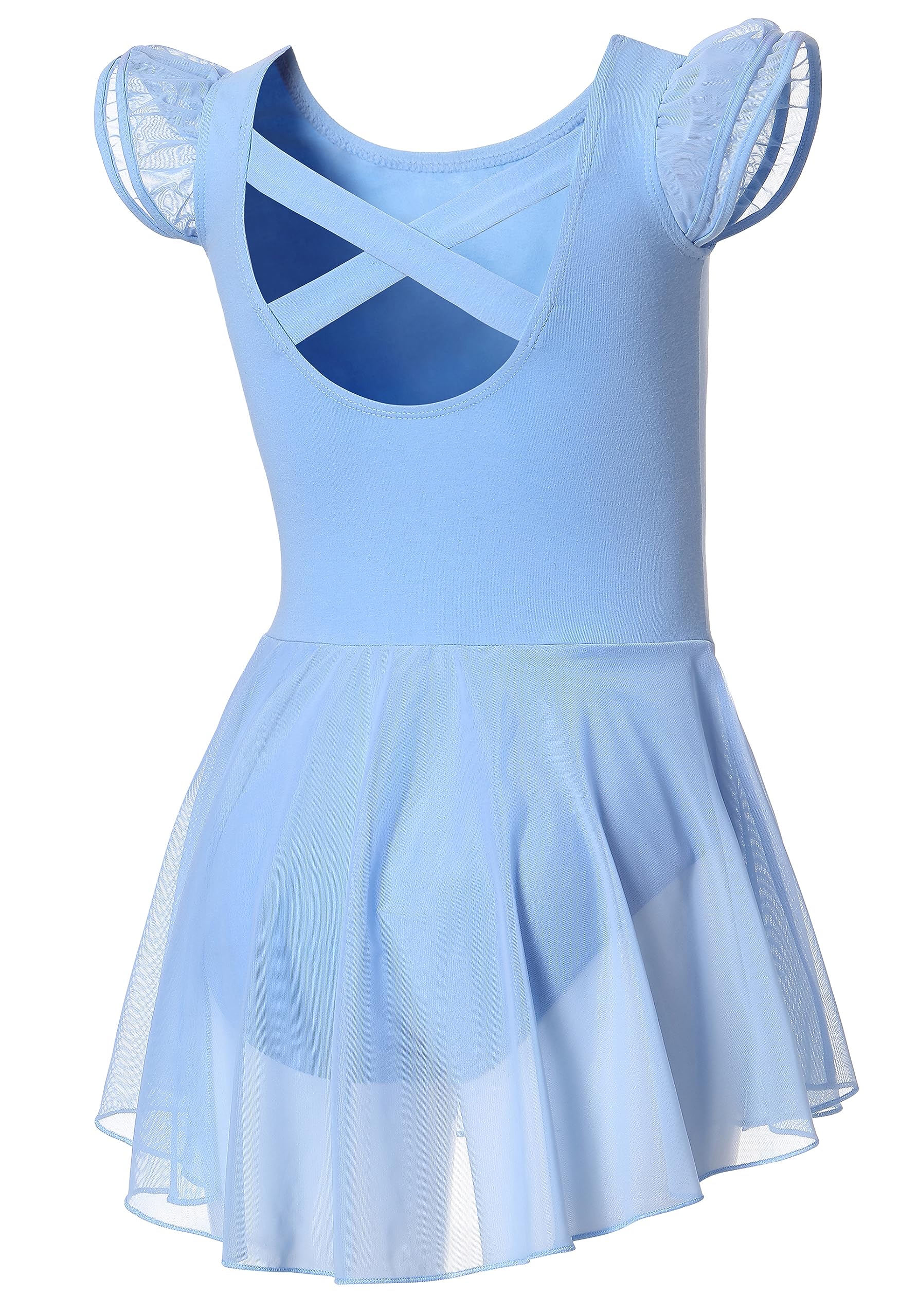 DIPUG Ballet Leotards for Girls Ballet Leotard with Skirt Toddler Dance Leotards Flutter Sleeve and Criss-Cross Back
