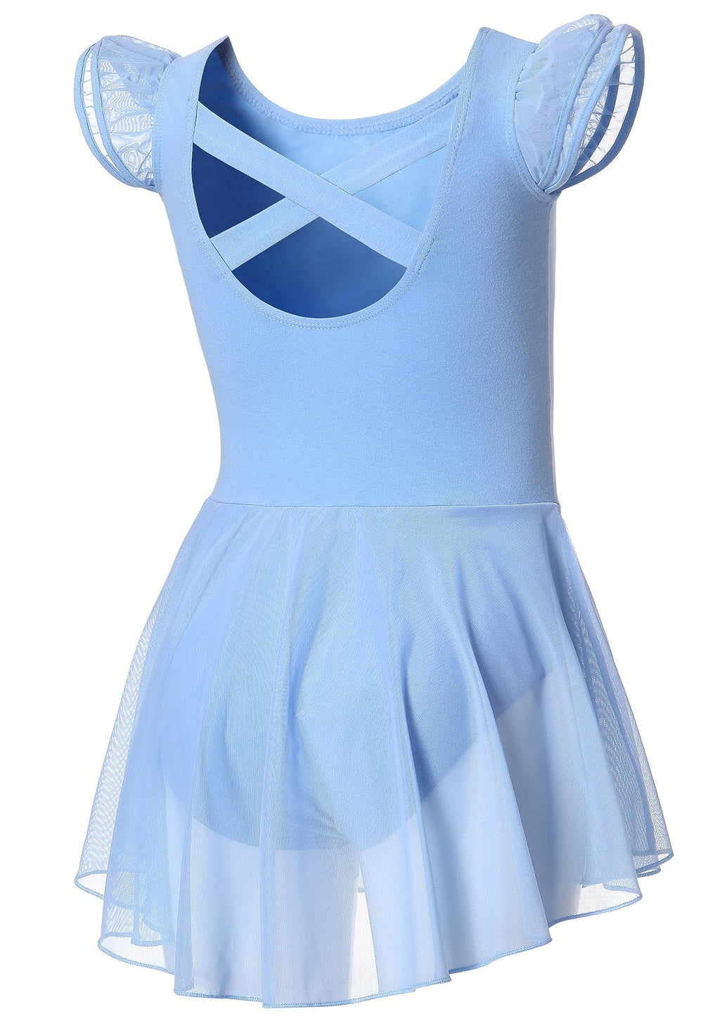 DIPUG Ballet Leotards for Girls Ballet Leotard with Skirt Toddler Dance Leotards Flutter Sleeve and Criss-Cross Back