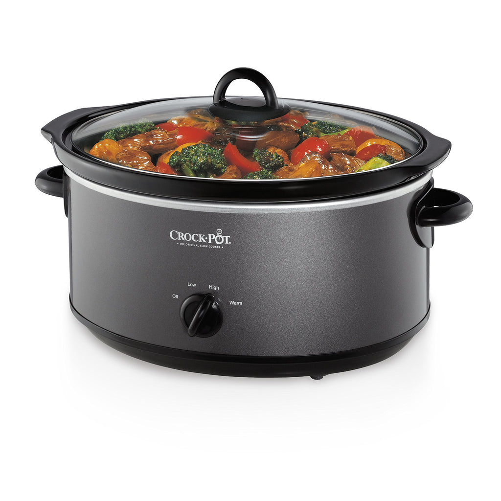 Crock-Pot 7-Quart Manual Slow Cooker, Family Size Serves 8+ People & Fits 6-lb Roast, Removable Stoneware with Warming Setting, Dishwasher Safe for Easy Cleanup, Stainless Steel