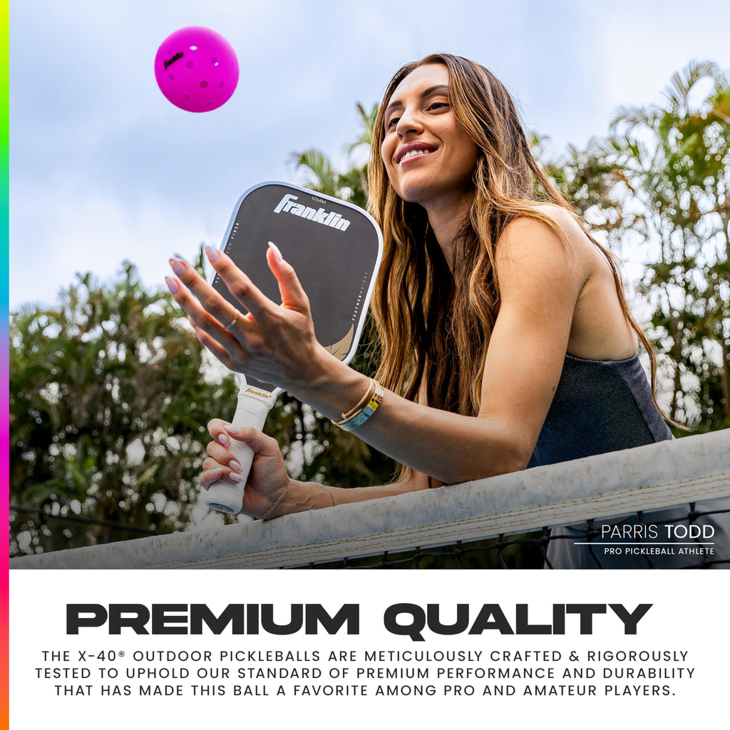 Franklin Sports X-40 Outdoor Pickleballs - Official Ball of USA Pickleball, APP Tour + US Open - Regulation Size