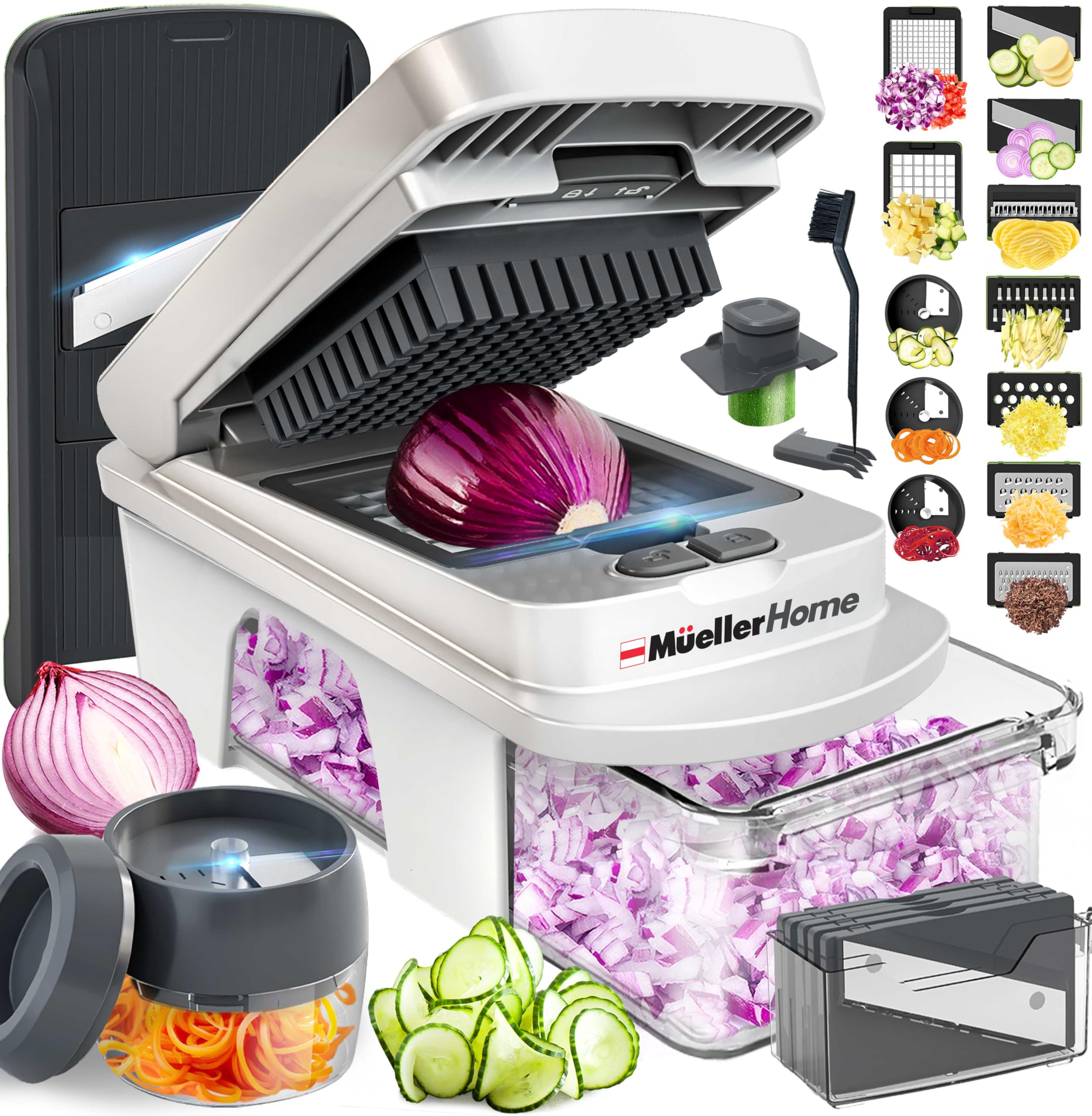 Mueller The Real Original Pro Chopper since 2013 Vegetable Chopper Mandoline Slicer, 8 Blade Food Veggie Chopper Onion Vegetable Cutter with Container, Kitchen Gadgets & Essentials, (10 in 1)