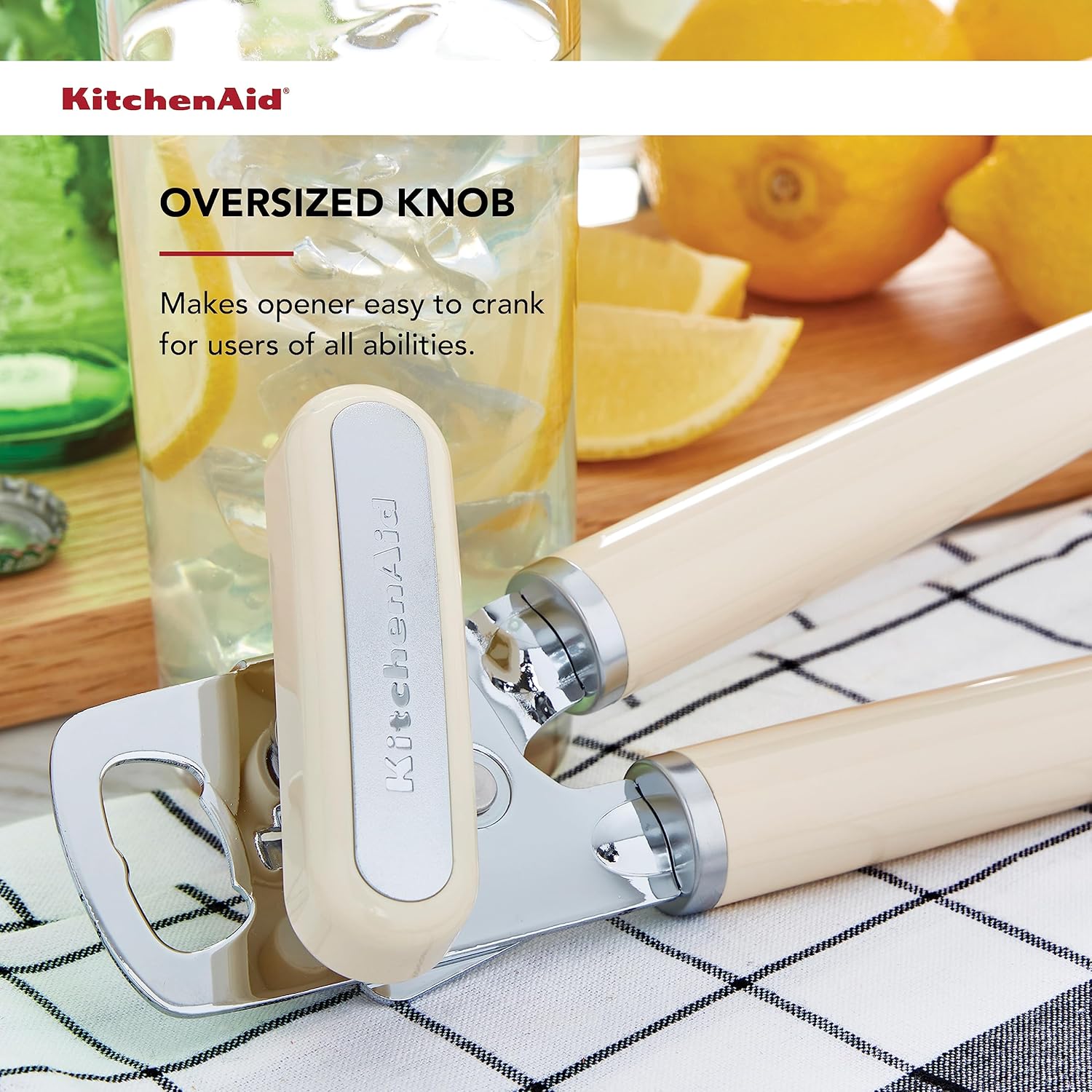 KitchenAid Classic Multifunction Can Opener and Bottle Opener Easy to Use, Razor Sharp Stainless Steel Cutting Wheel, Soft Ergonomic Handles, Black