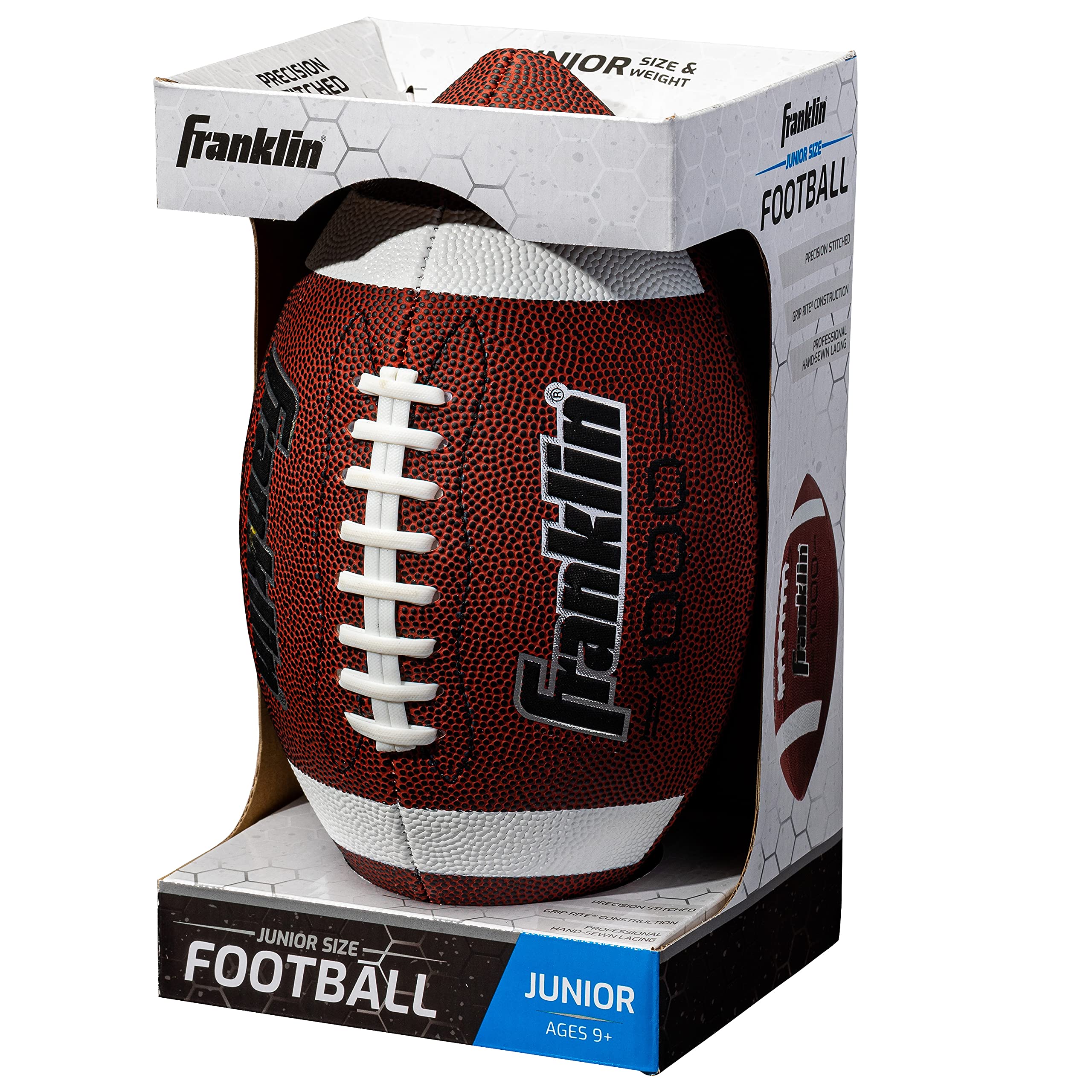 Franklin Sports Youth + Adult Footballs - Extra Grip 1000 Official Size, Junior + Pee Wee Kids - 1 + 12 Packs