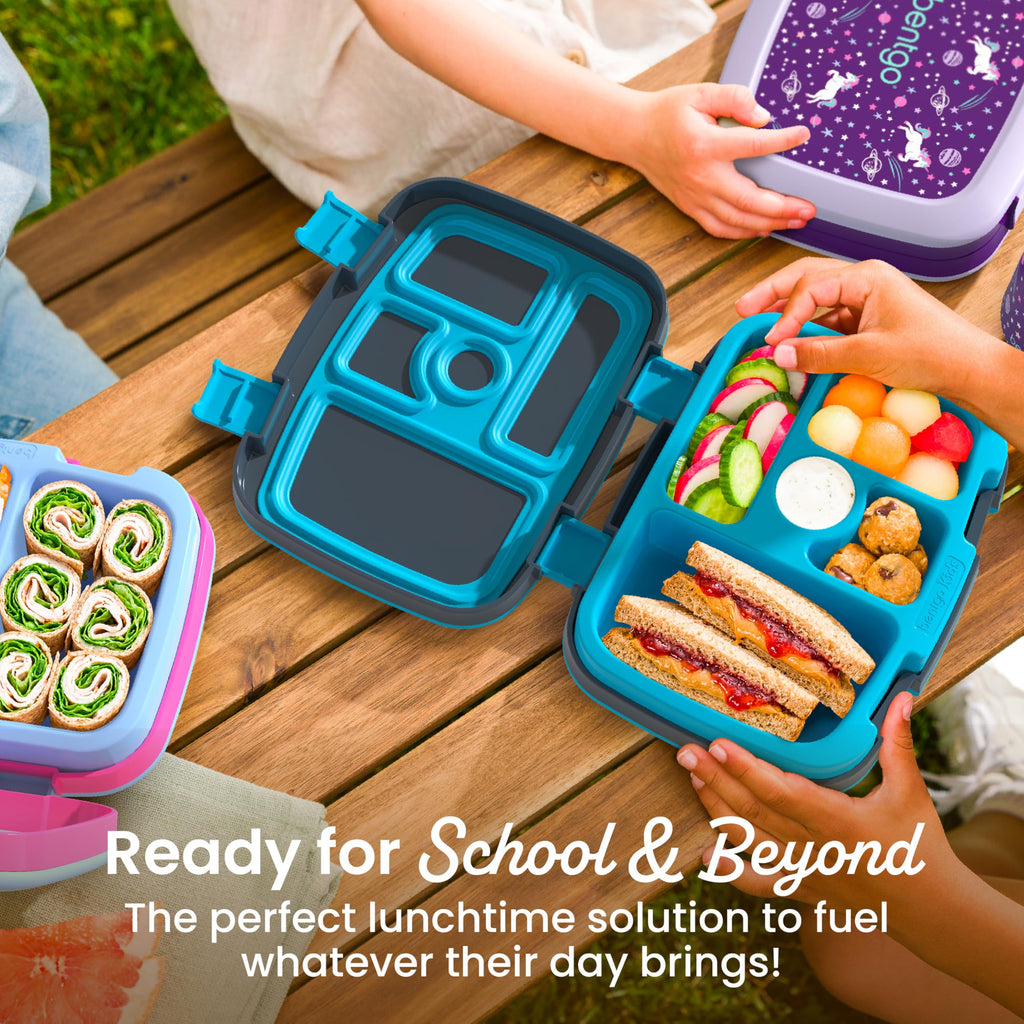 Bentgo Kids Prints Leak-Proof, 5-Compartment Bento-Style Kids Lunch Box - Ideal Portion Sizes for Ages 3-7, Durable, Drop-Proof, Dishwasher Safe, & PFAS & BPA-Free Materials (Unicorn)