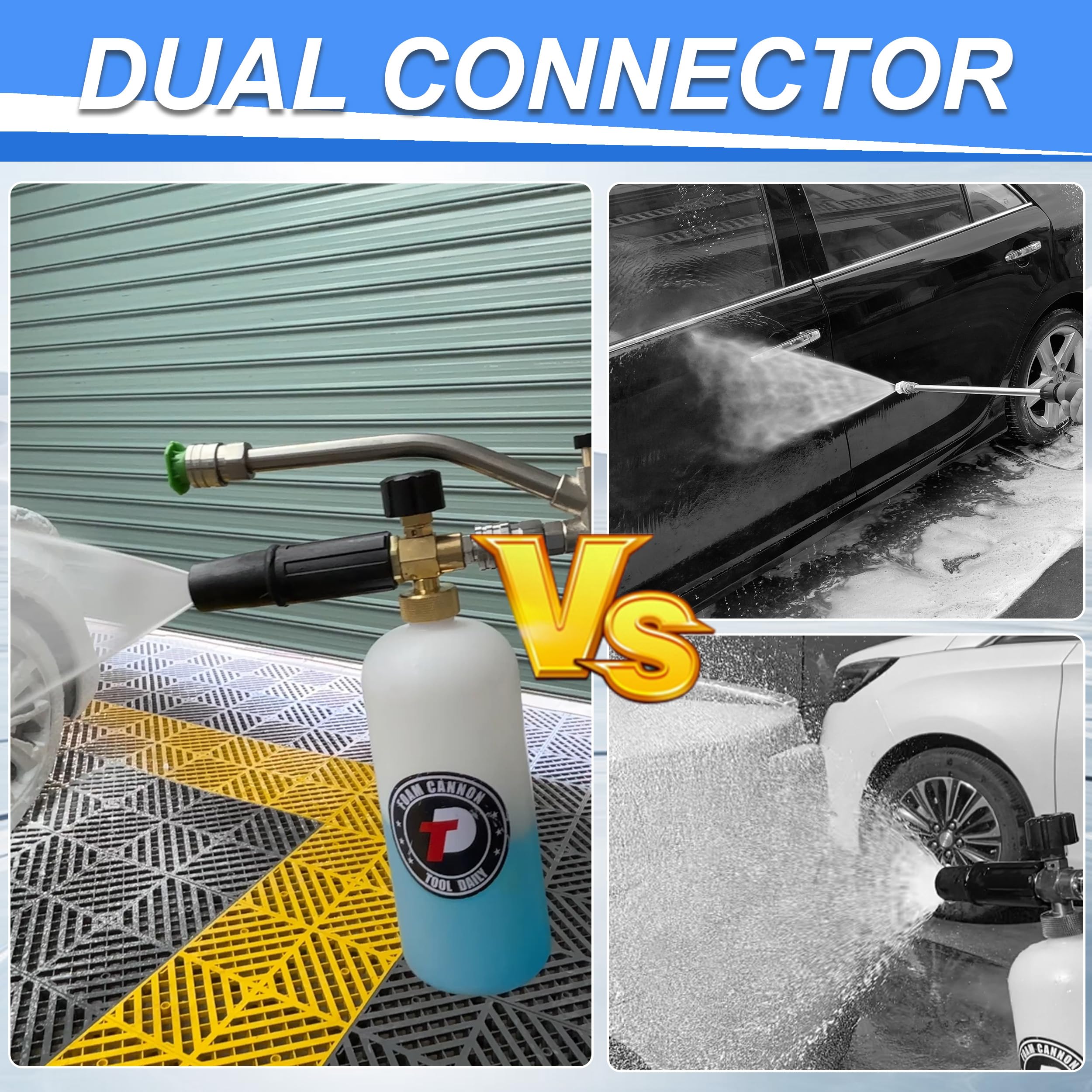 Tool Daily Foam Cannon with 1/4 Inch Quick Connector, 1 Liter, 5 Pressure Washer Nozzle Tips